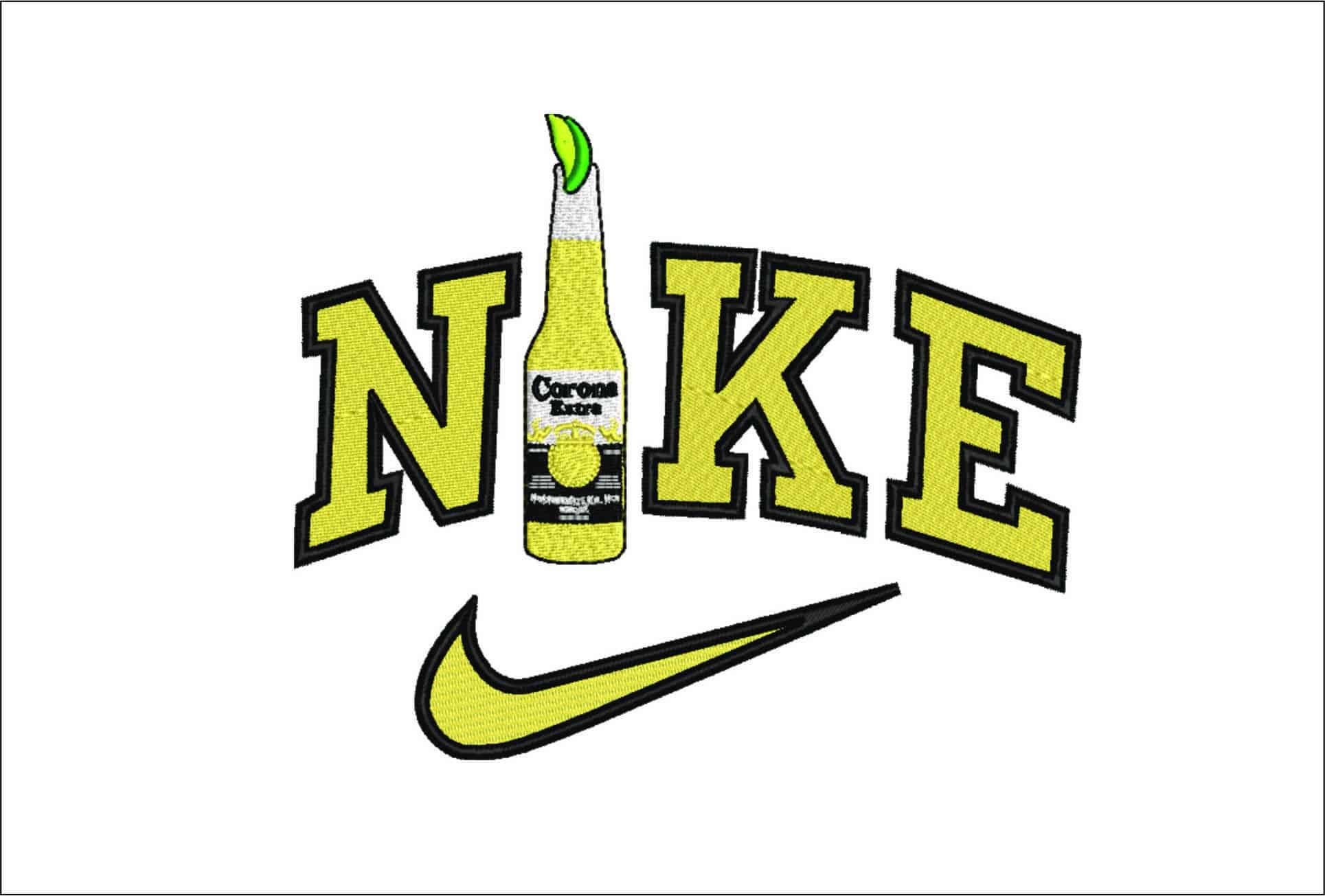Nike Swoosh Corona Beer- Nike embroidery design file - instant download