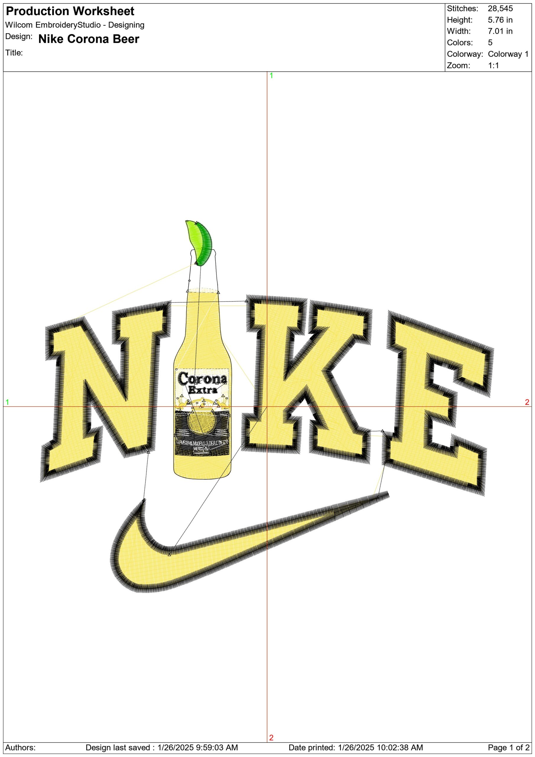 Nike Swoosh Corona Beer- Nike embroidery design file - instant download — view 3
