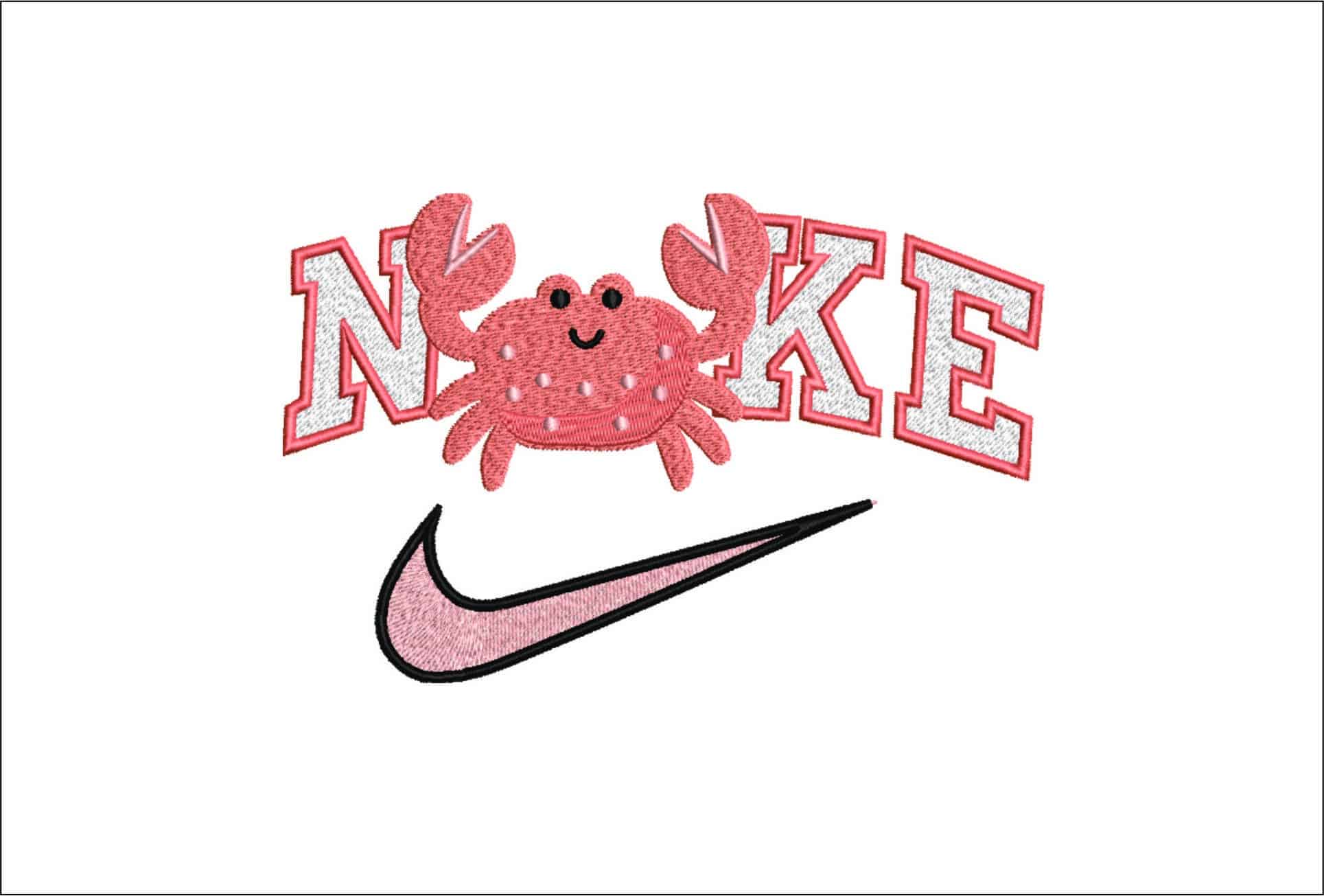 Nike Swoosh Crab Children- Nike embroidery design file - instant download