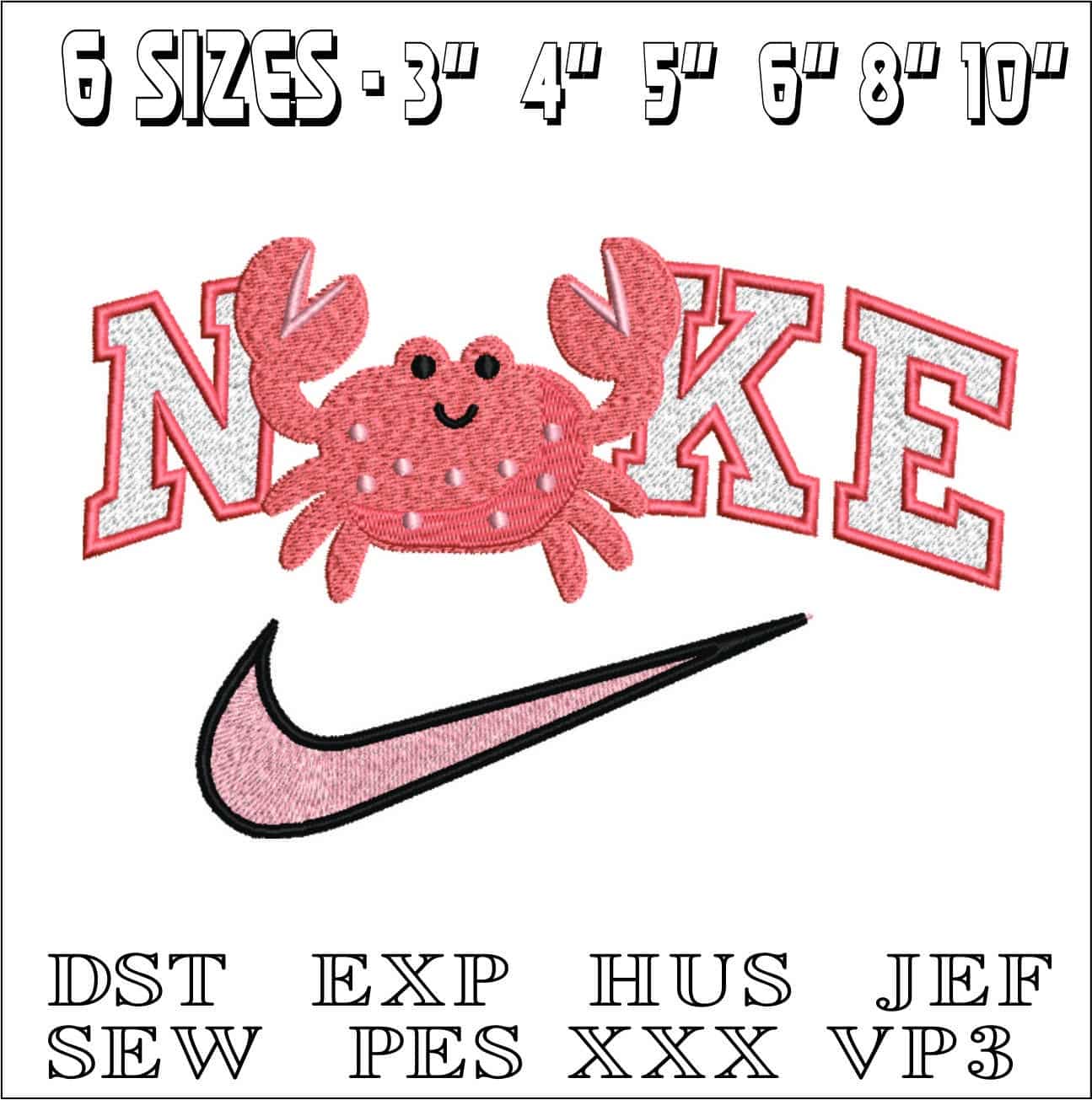 Nike Swoosh Crab Children- Nike embroidery design file - instant download — view 2