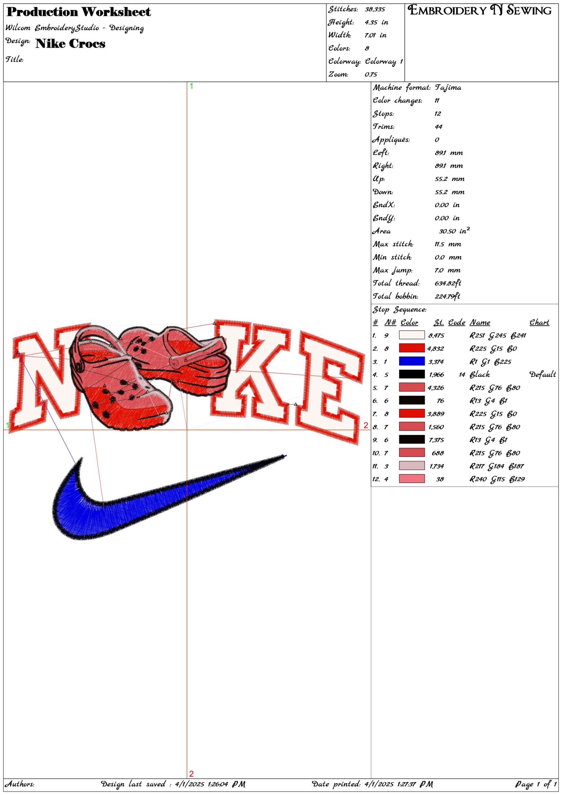 Nike Swoosh Crocs Pair- Nike embroidery design file - instant download — view 3