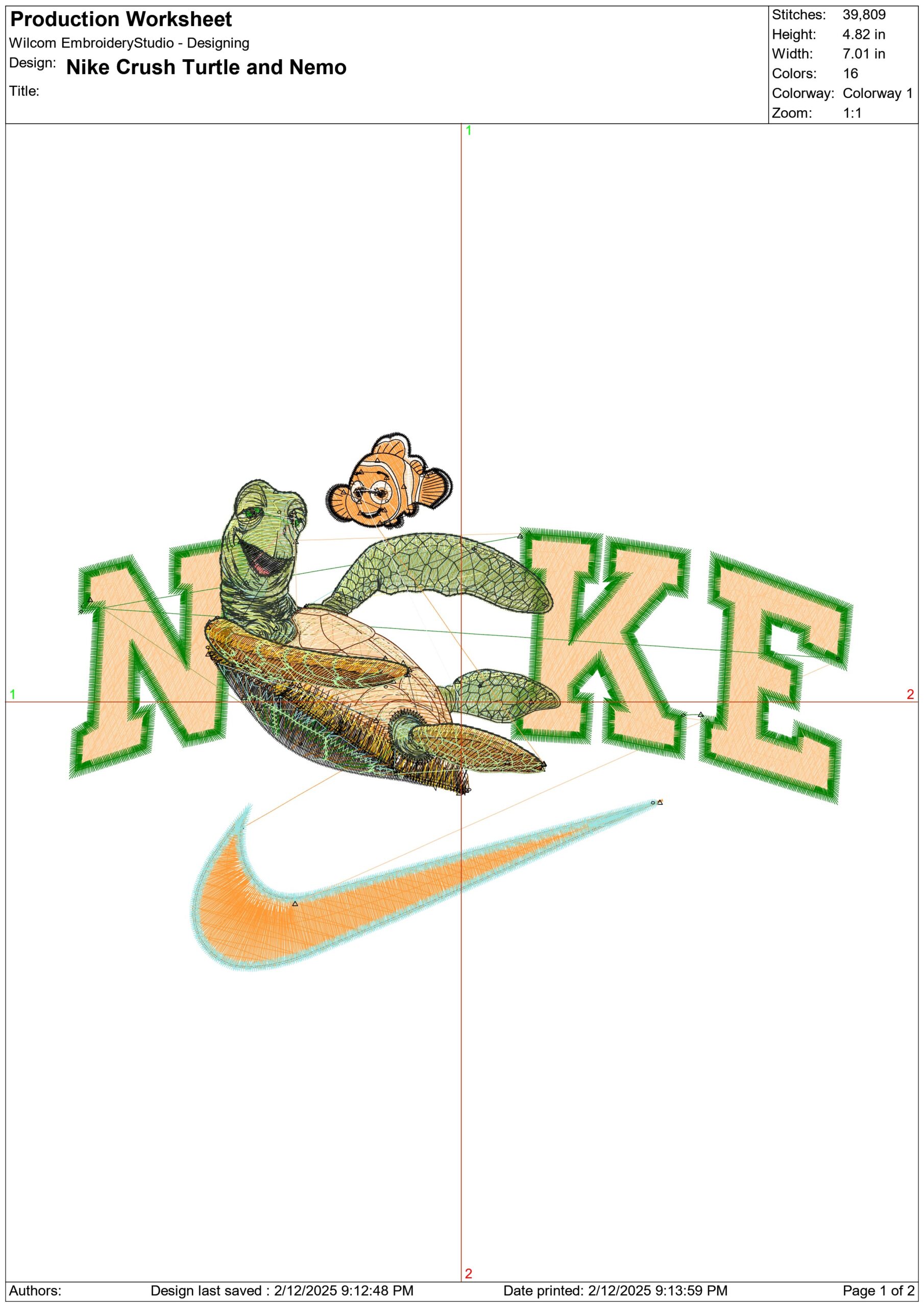 Nike Swoosh Crush Turtle and Nemo- Nike embroidery design file - instant download — view 3