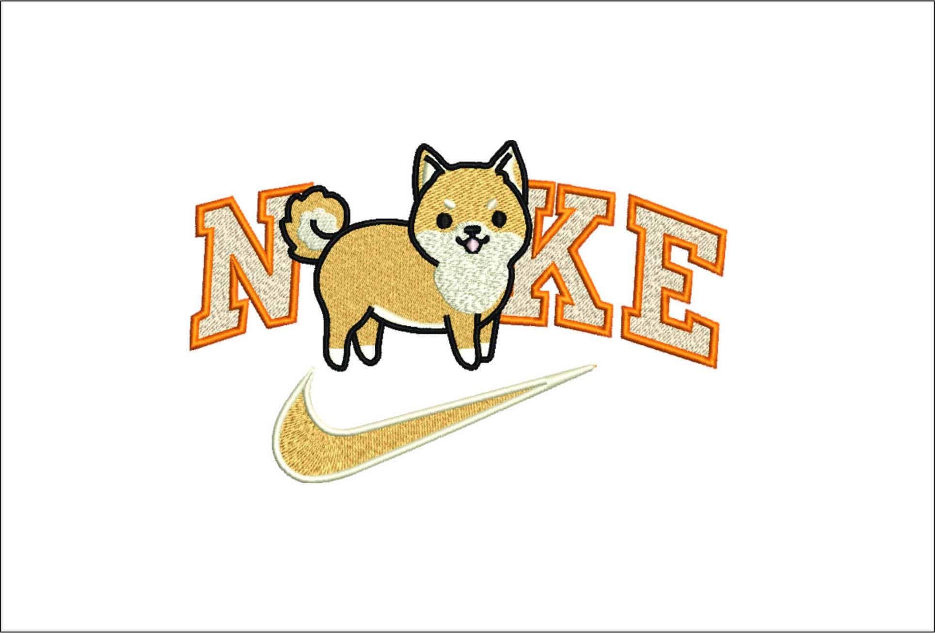 Nike Swoosh Cute Dog Corgi Puppy- Nike embroidery design file - instant download