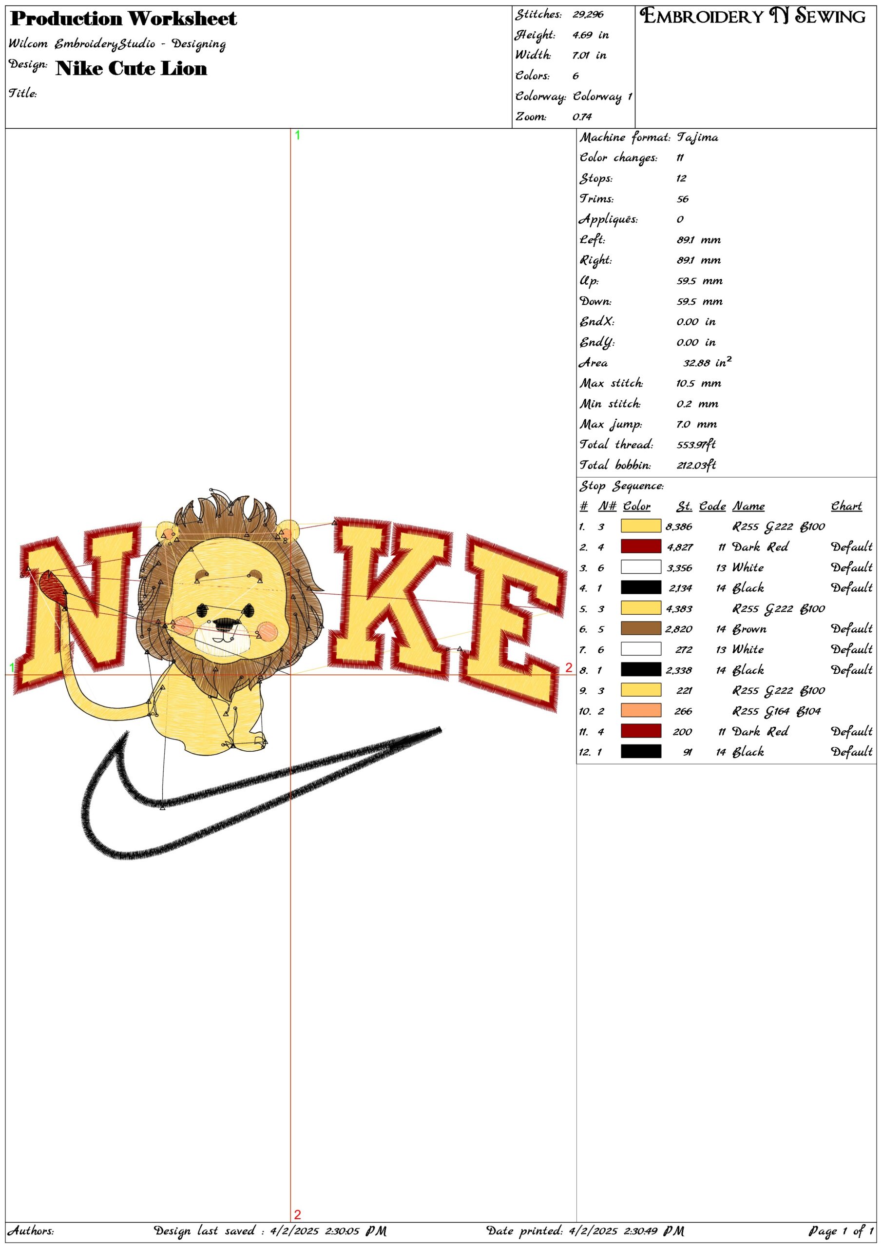 Nike Swoosh Cute Lion- Nike embroidery design file - instant download — view 3