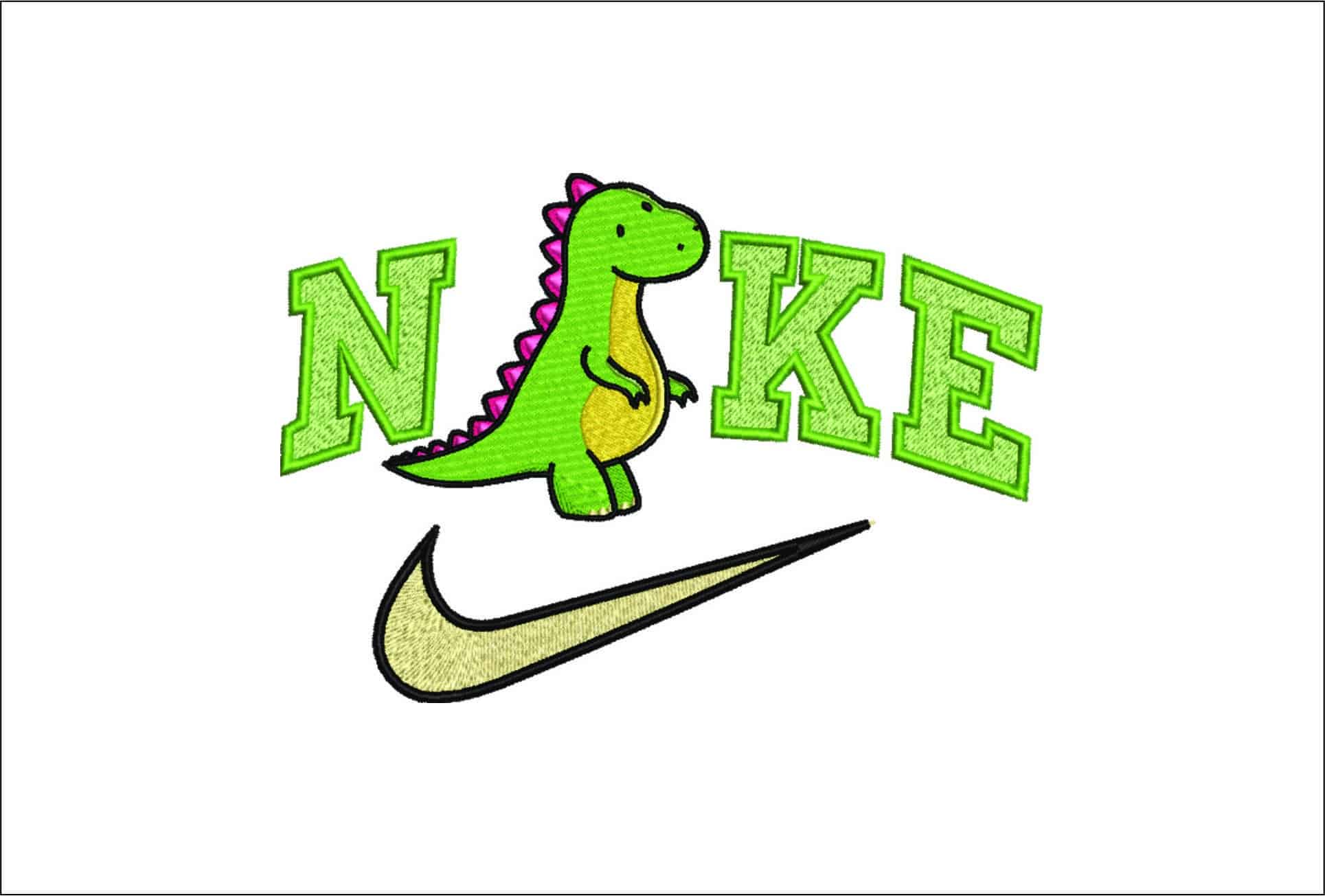 Nike Swoosh Cute Dinosaur- Nike embroidery design file - instant download
