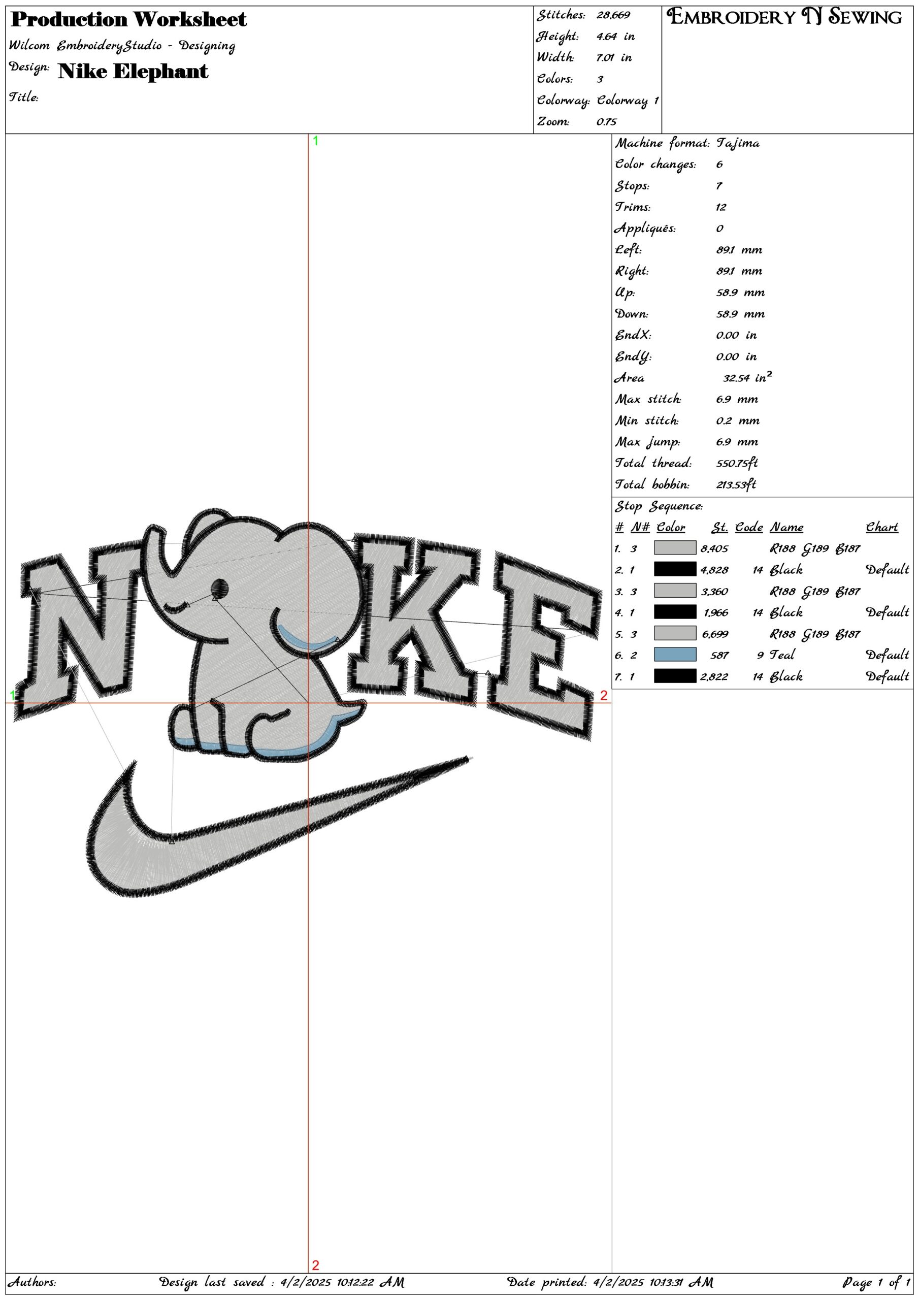 Nike Swoosh Cute Elephant- Nike embroidery design file - instant download — view 3