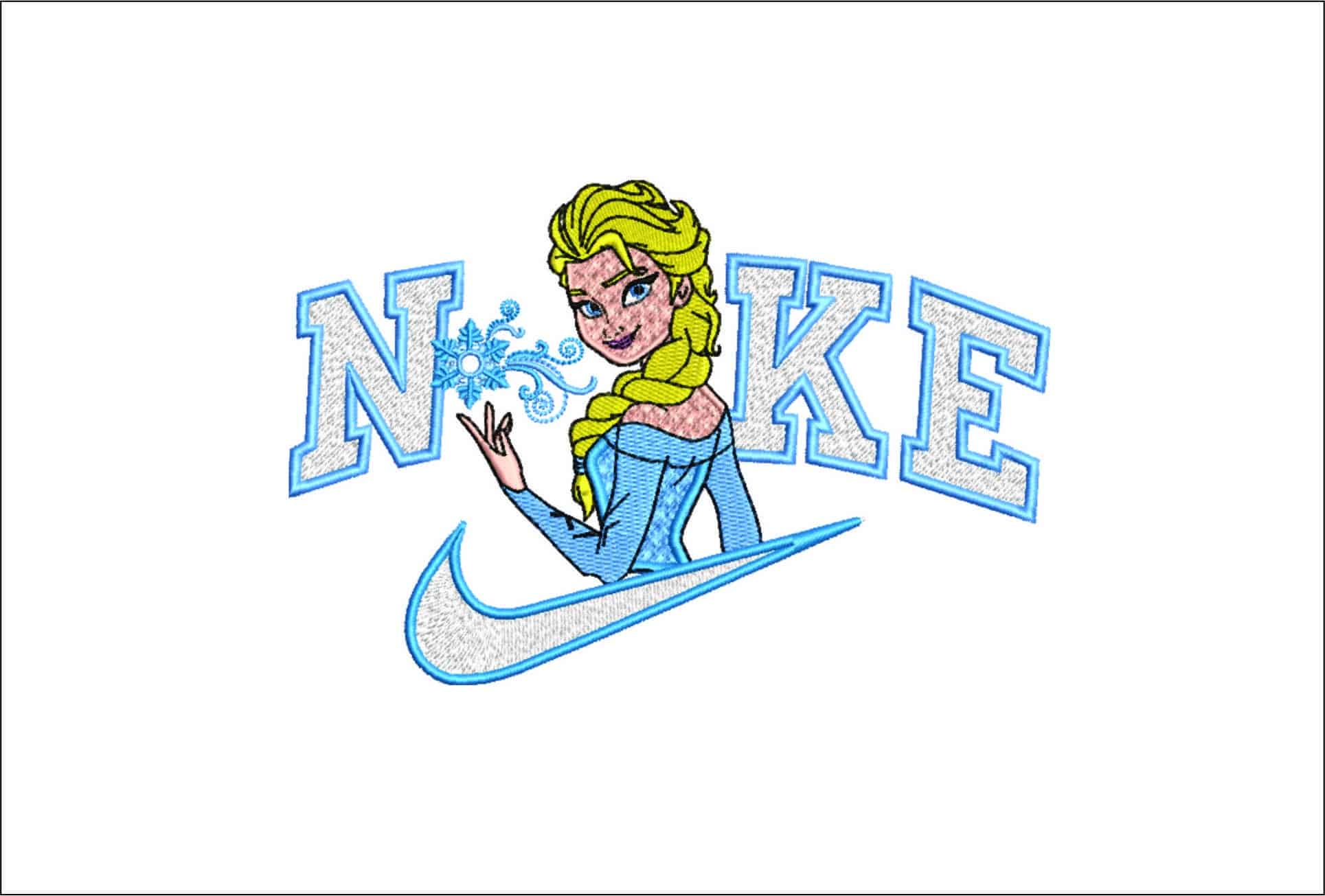 Nike Swoosh Elsa Frozen Snowflake- Nike Elsa Frozen Snowflake embroidery design file - instant download
