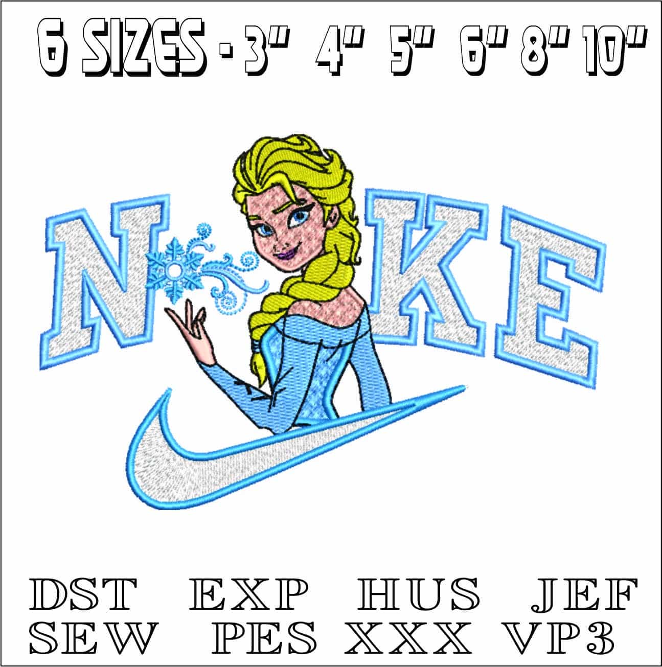 Nike Swoosh Elsa Frozen Snowflake- Nike Elsa Frozen Snowflake embroidery design file - instant download — view 2