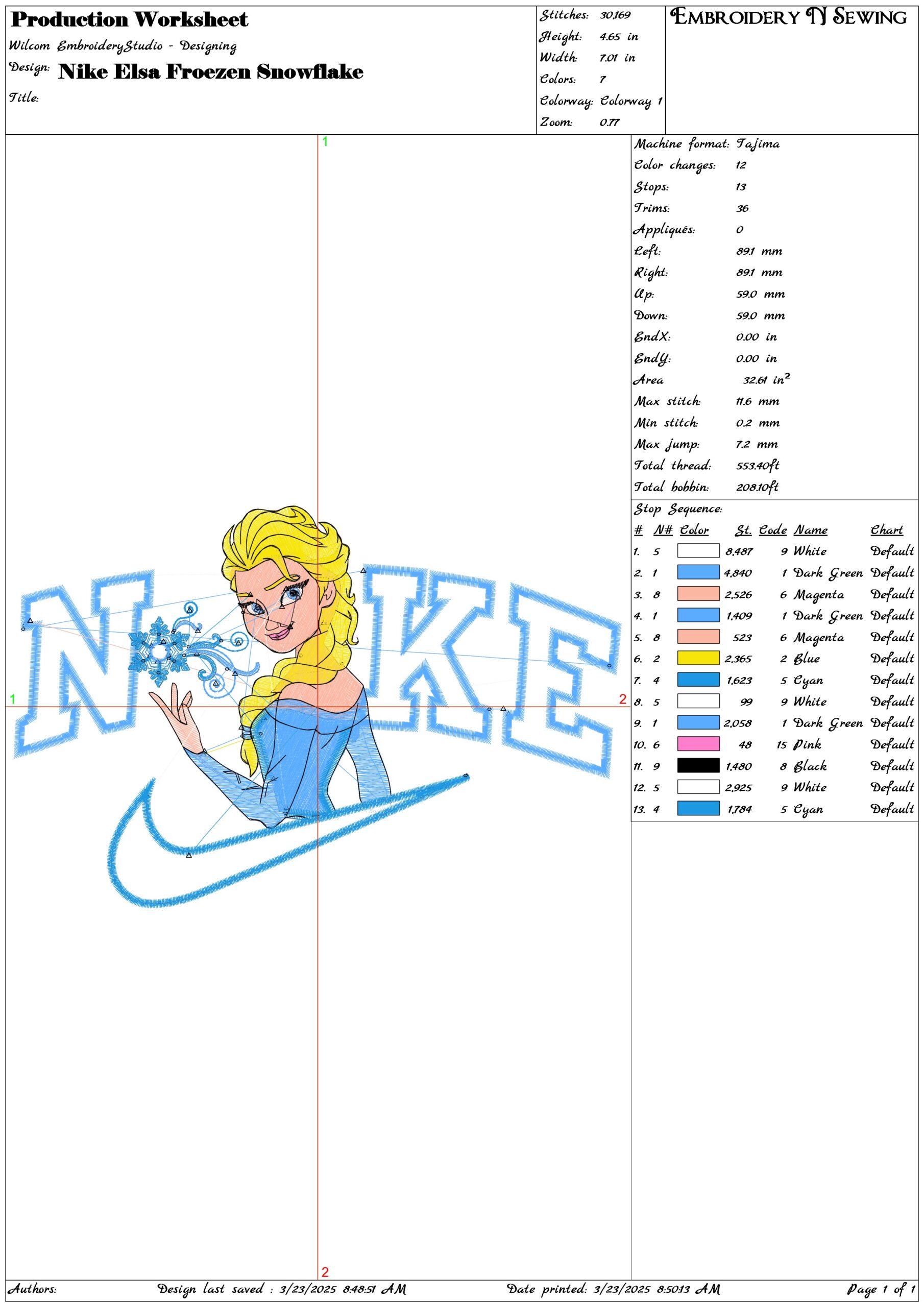 Nike Swoosh Elsa Frozen Snowflake- Nike Elsa Frozen Snowflake embroidery design file - instant download — view 3