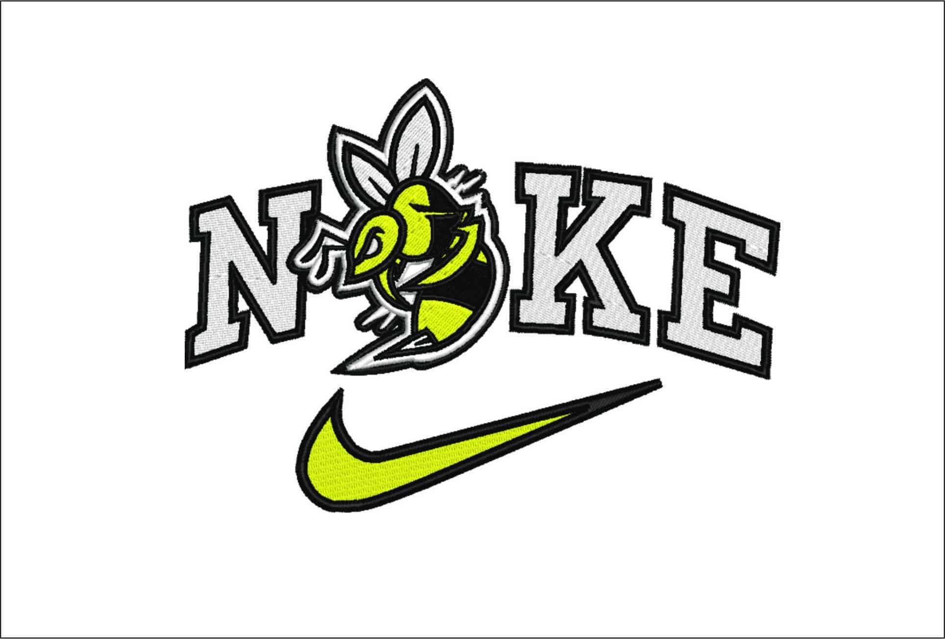 Nike Swoosh Esports Bee- Nike embroidery design file - instant download