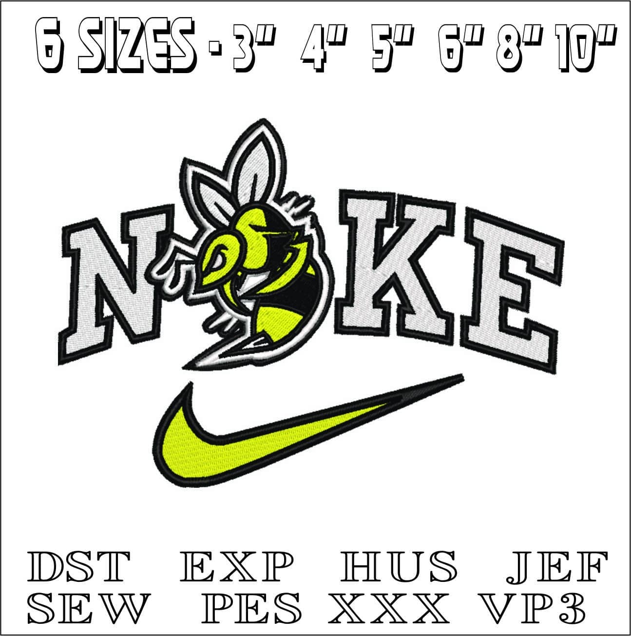 Nike Swoosh Esports Bee- Nike embroidery design file - instant download — view 2