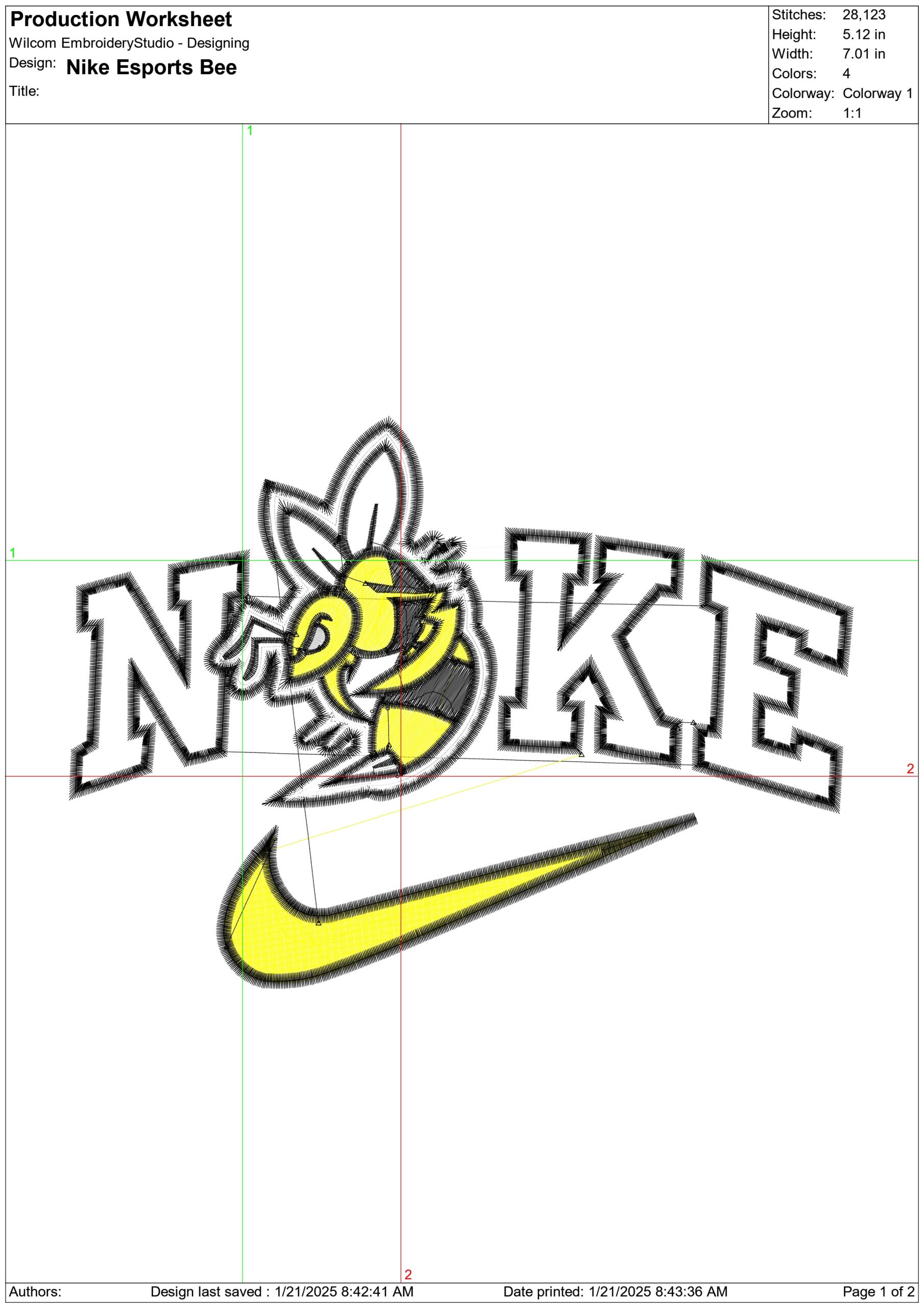 Nike Swoosh Esports Bee- Nike embroidery design file - instant download — view 3