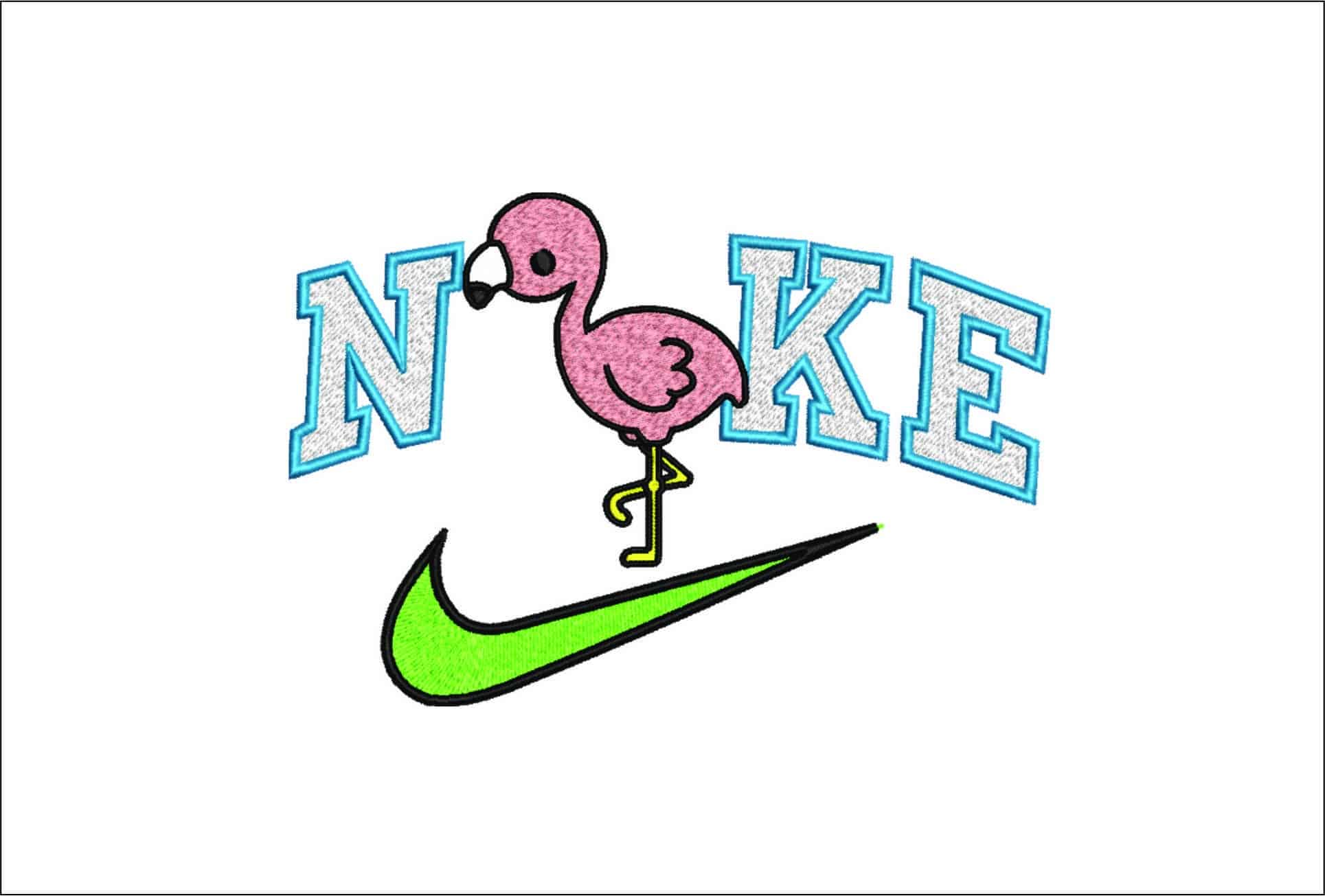 Nike Swoosh Flamingo- Nike embroidery design file - instant download