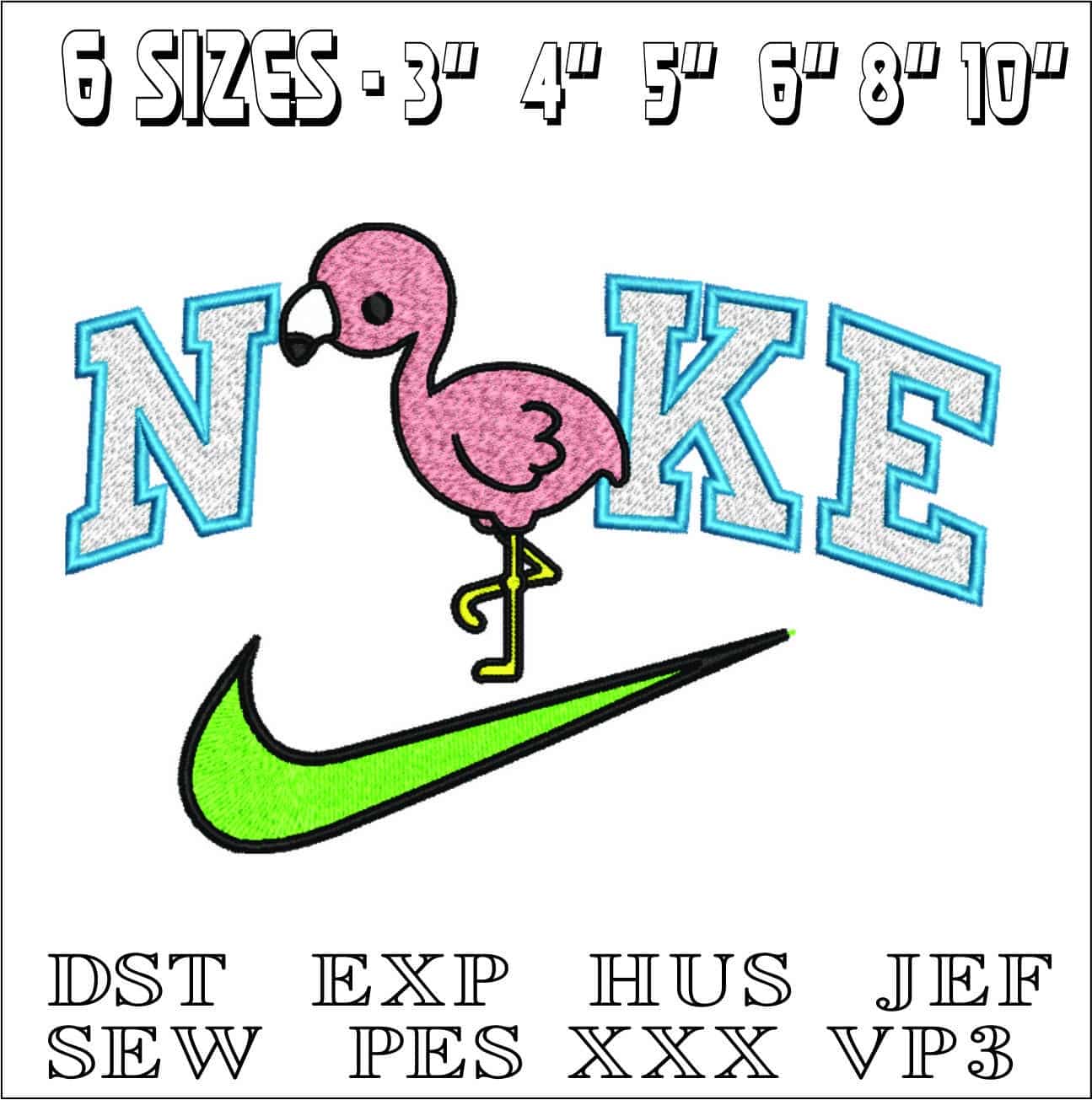 Nike Swoosh Flamingo- Nike embroidery design file - instant download — view 2