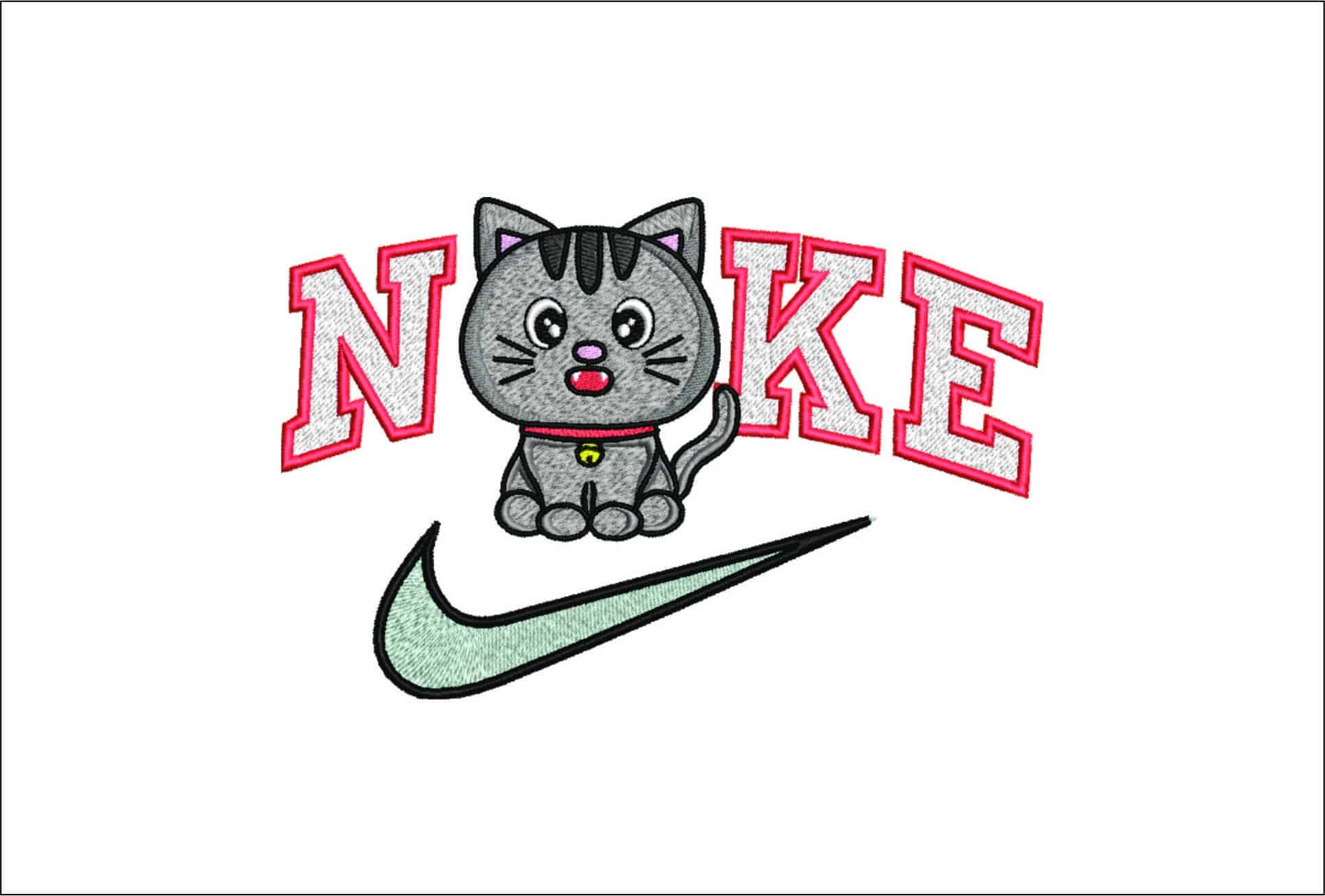 Nike Grey Cat- Nike embroidery design file - instant download