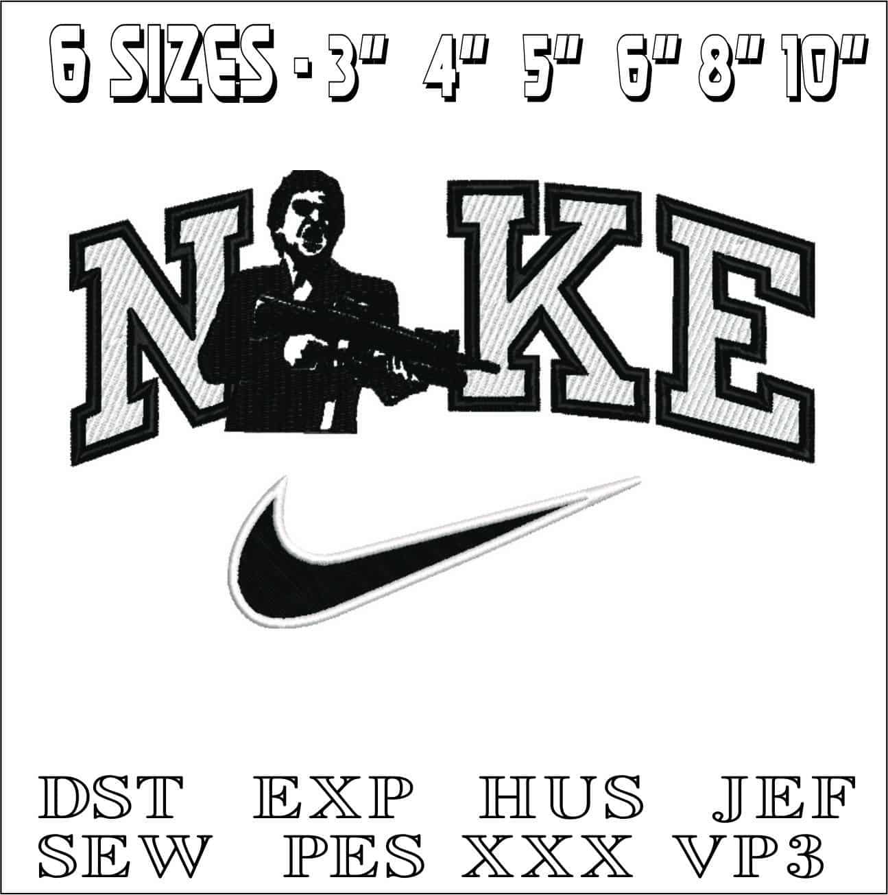 Nike Gunman- Nike embroidery design file - instant download — view 2