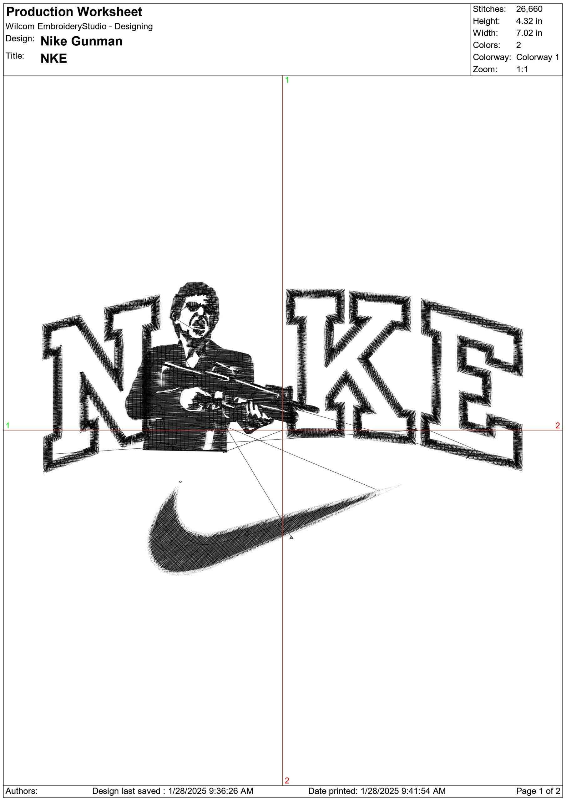 Nike Gunman- Nike embroidery design file - instant download — view 3