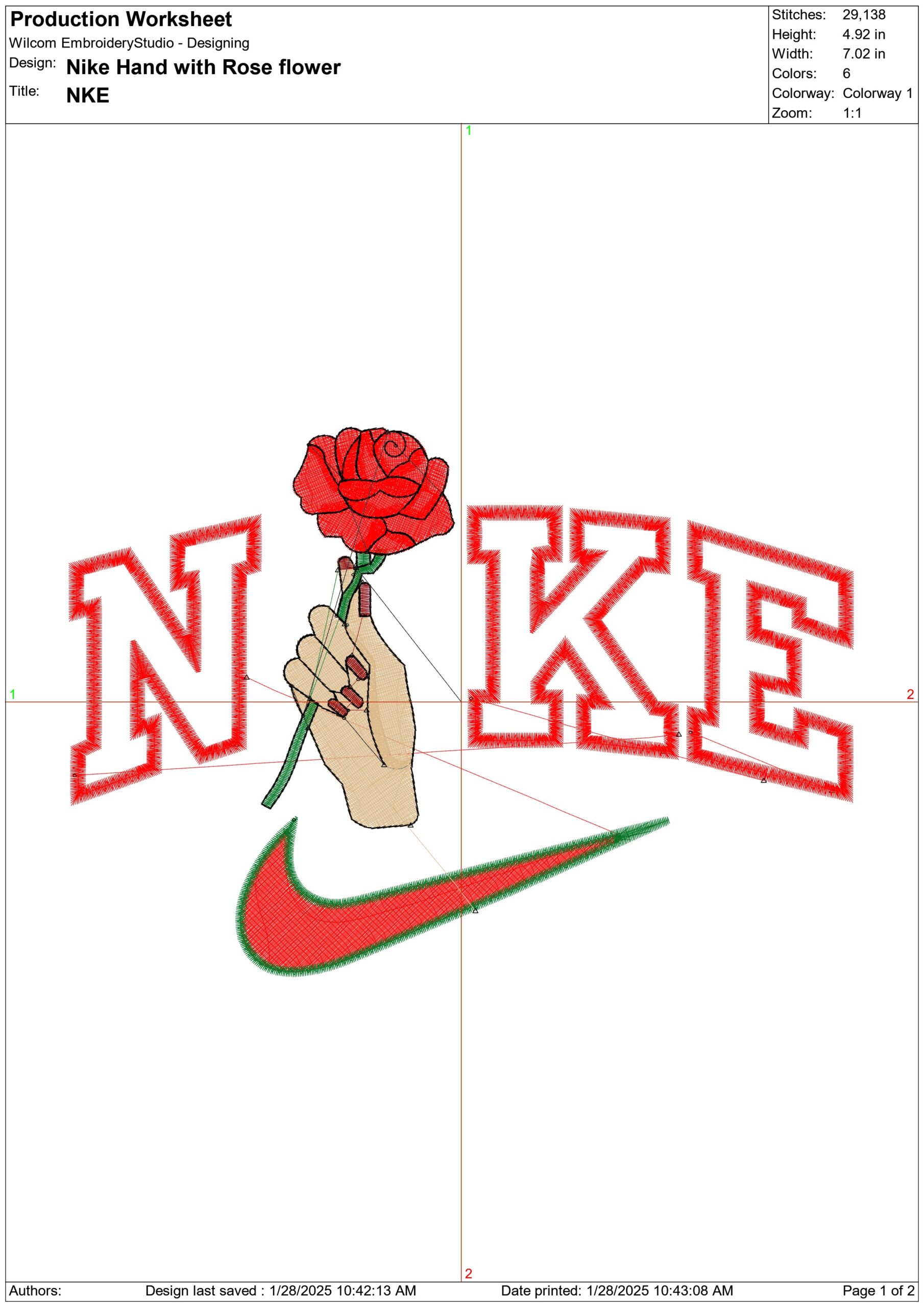Nike Hand with Rose flower- Nike embroidery design file - instant download — view 3