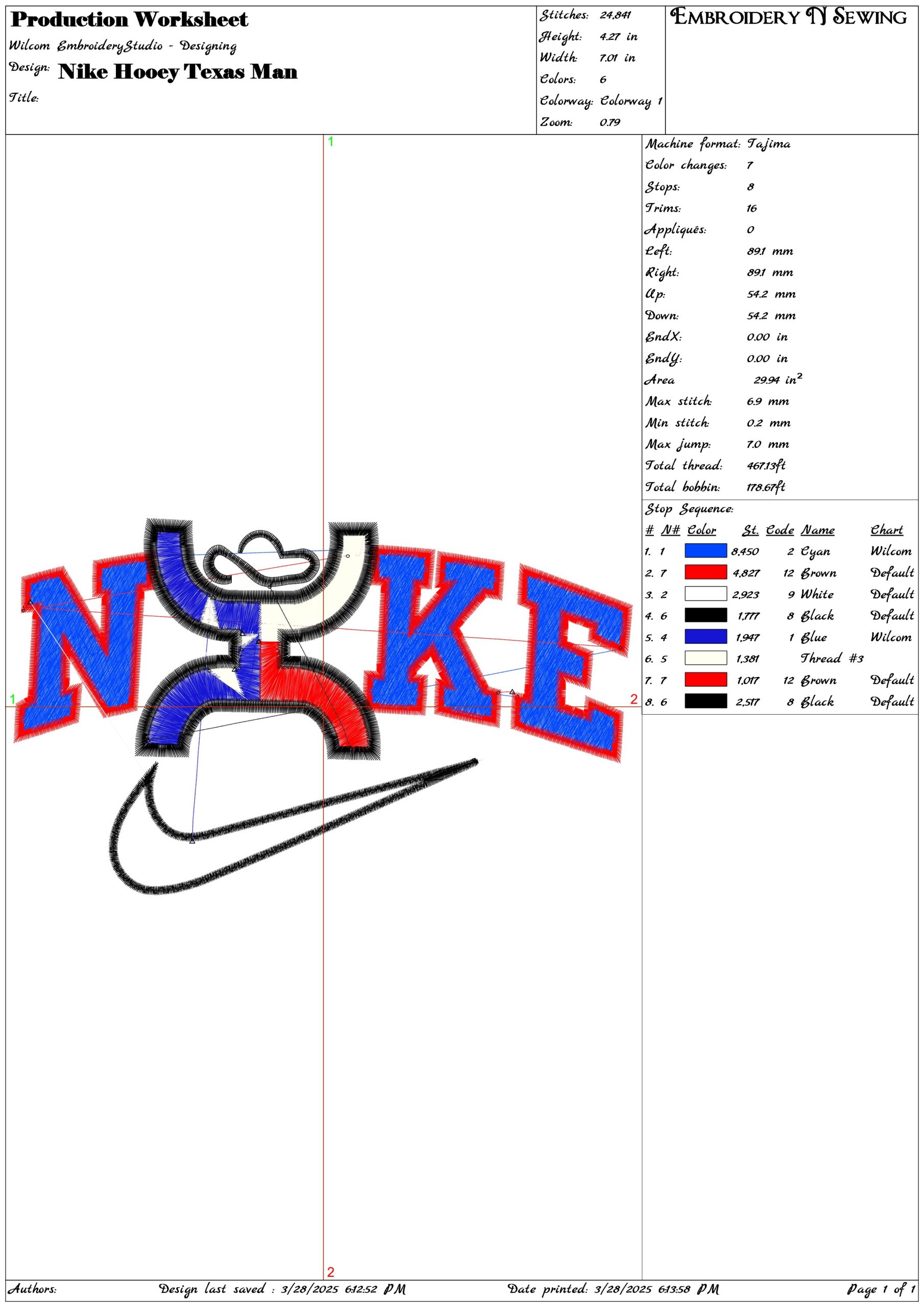 Nike Hooey Texas Man- Nike embroidery design file - instant download — view 3
