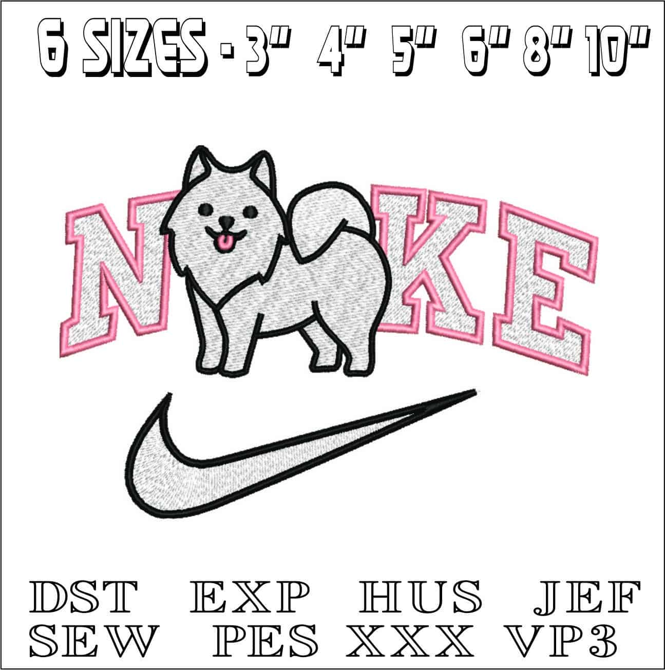 Nike Huskie Dog- Nike embroidery design file - instant download — view 2