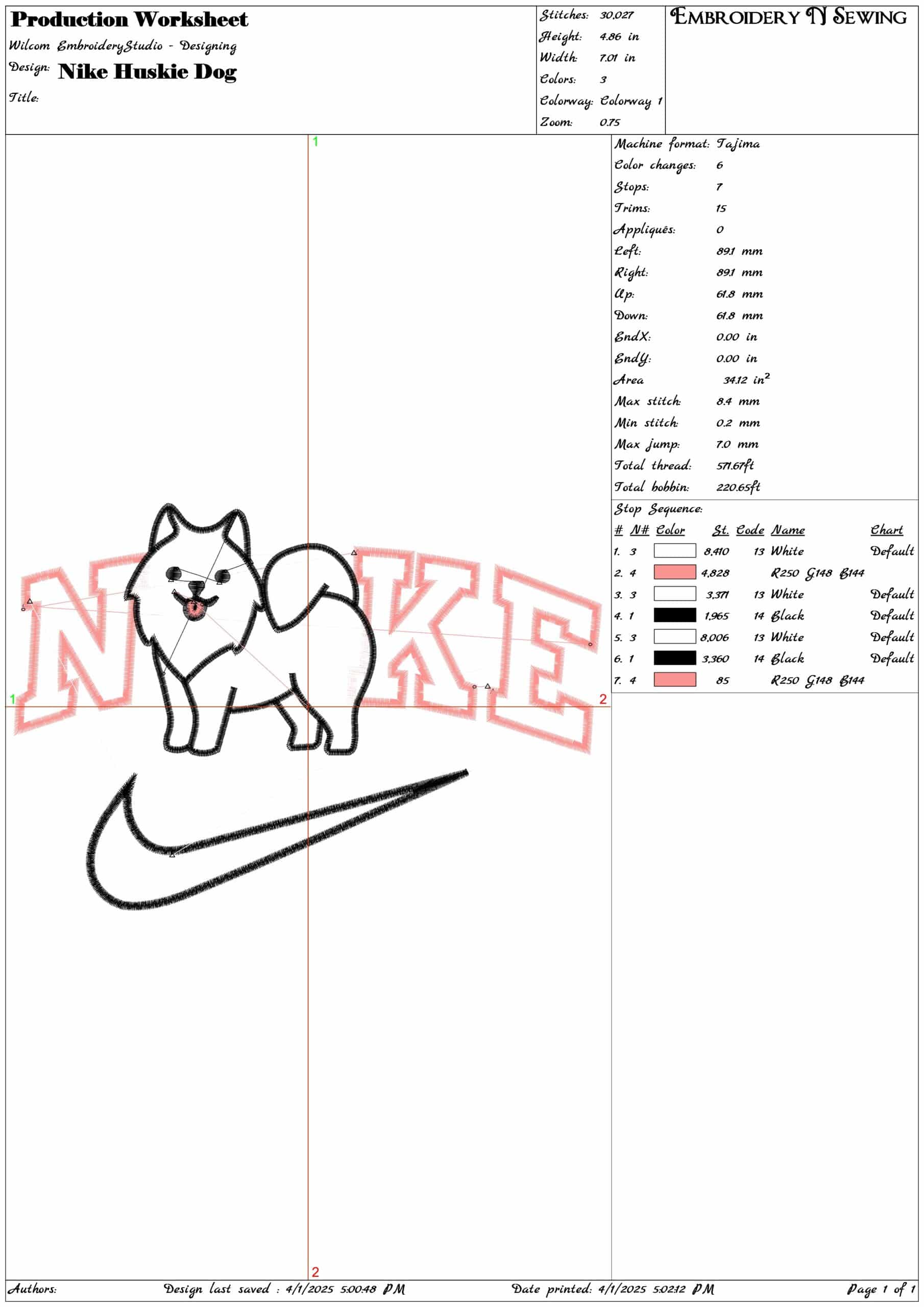 Nike Huskie Dog- Nike embroidery design file - instant download — view 3