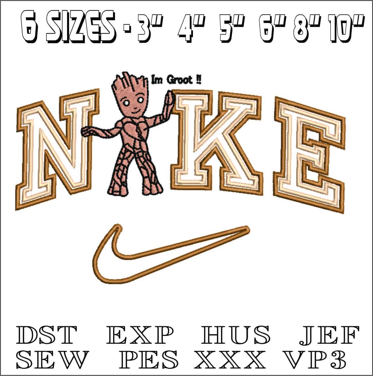 Nike I am Groot- Nike embroidery design file - instant download — view 2