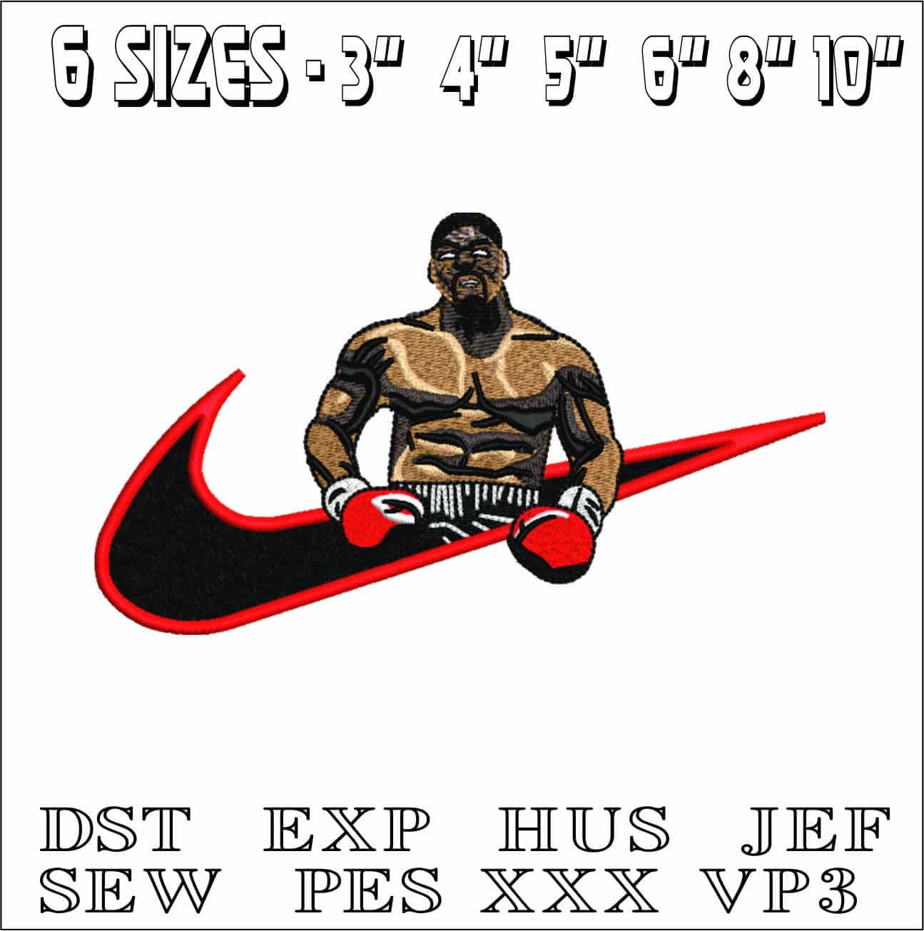 Nike Iron Mike Tyson- Nike embroidery design file - instant download — view 2
