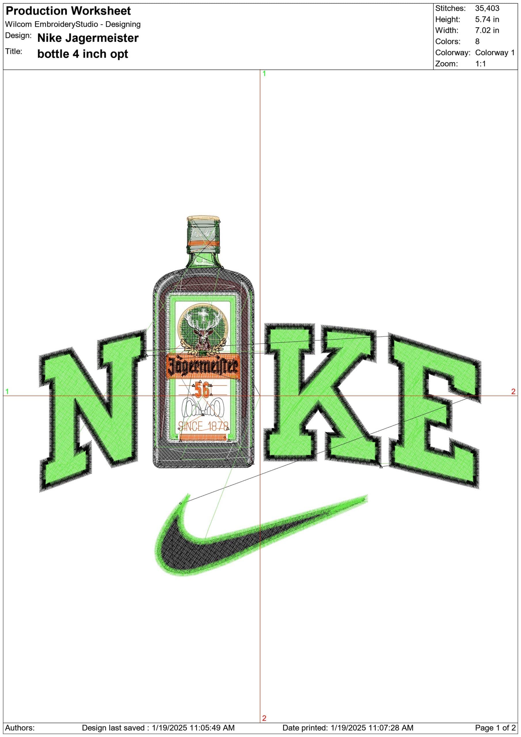 Nike Jagermeister- Nike embroidery design file - instant download — view 3