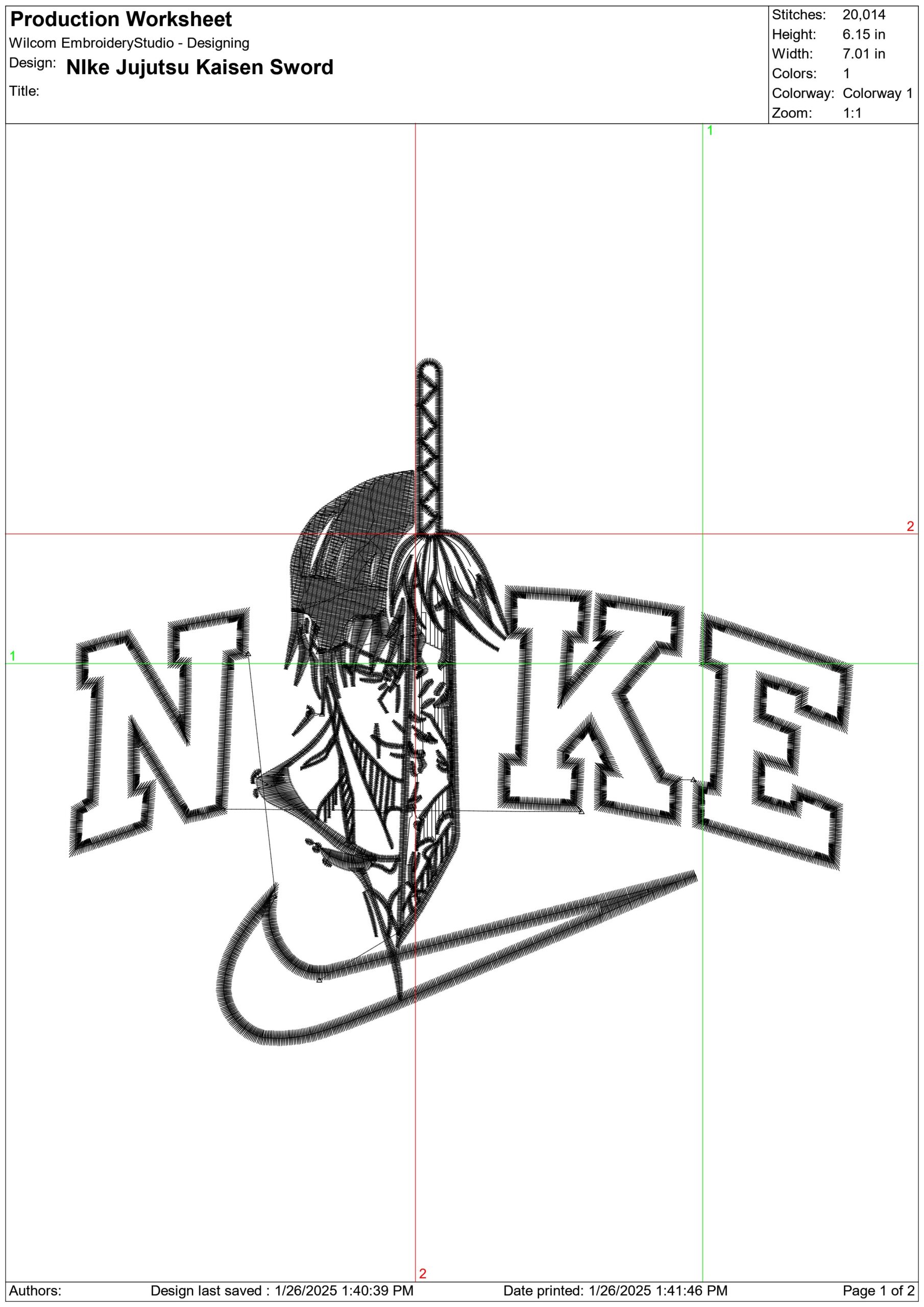 Nike Jujutsu Kaisen Sword- Nike embroidery design file - instant download — view 3