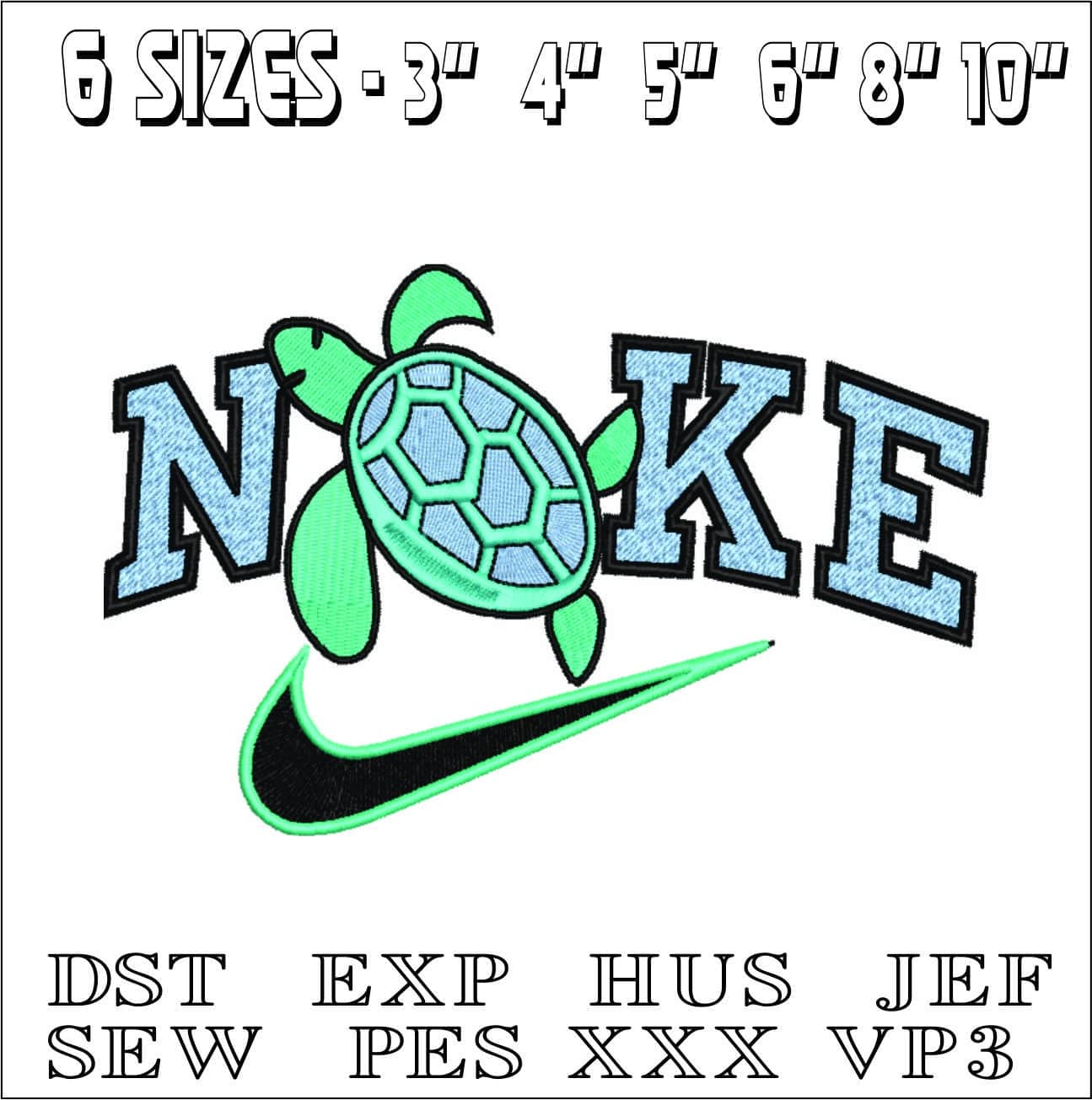 Nike Kid Turtle- Nike embroidery design file - instant download — view 2