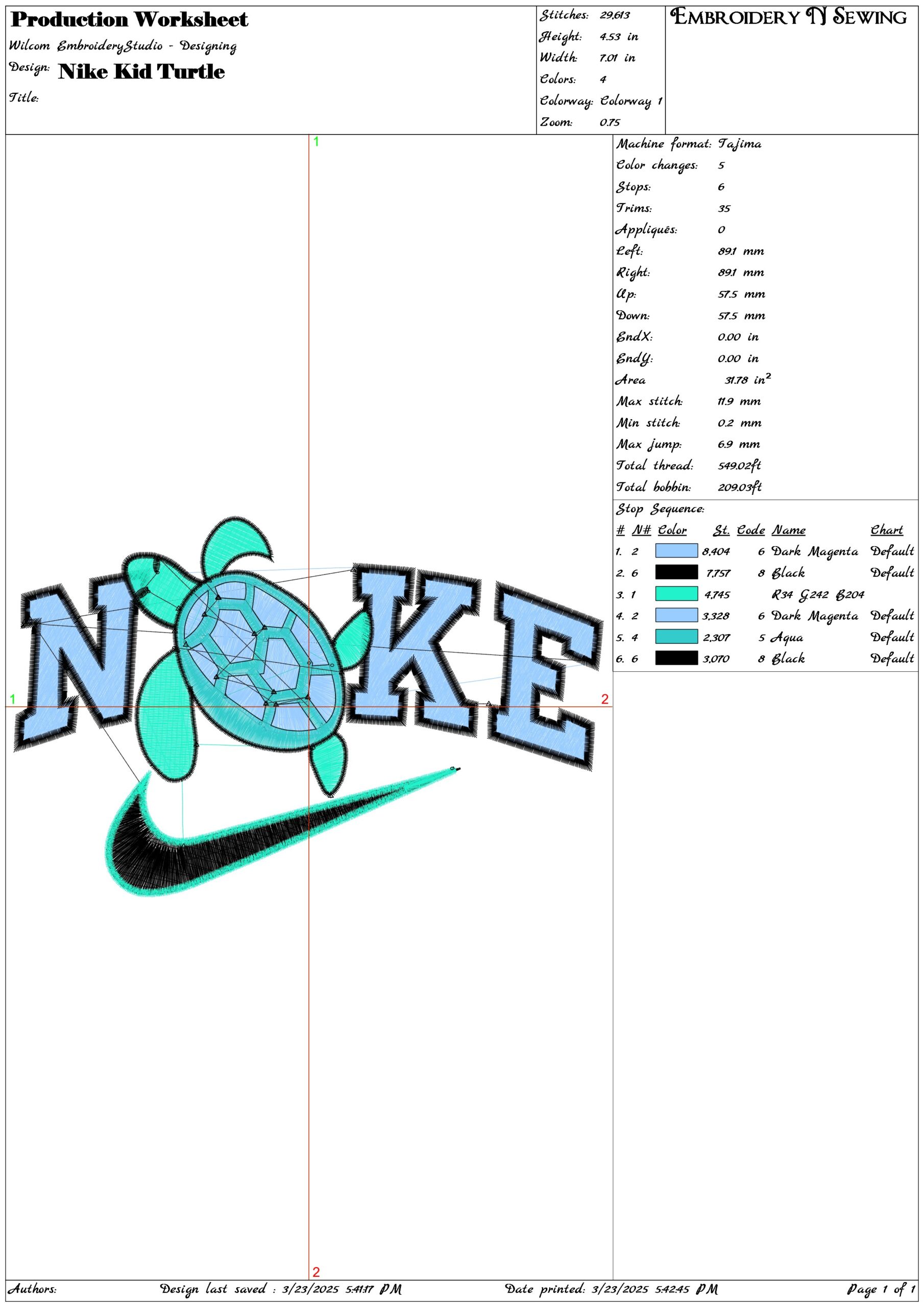 Nike Kid Turtle- Nike embroidery design file - instant download — view 3