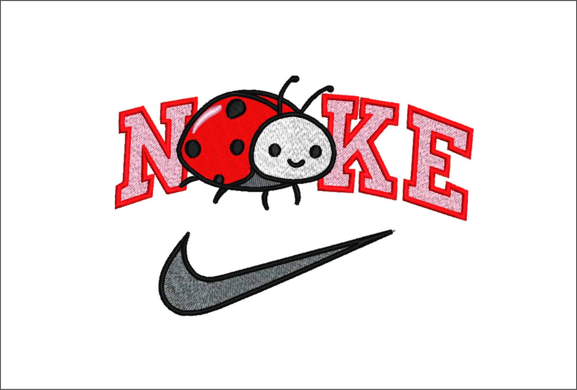 Nike Lady Bug- Nike embroidery design file - instant download