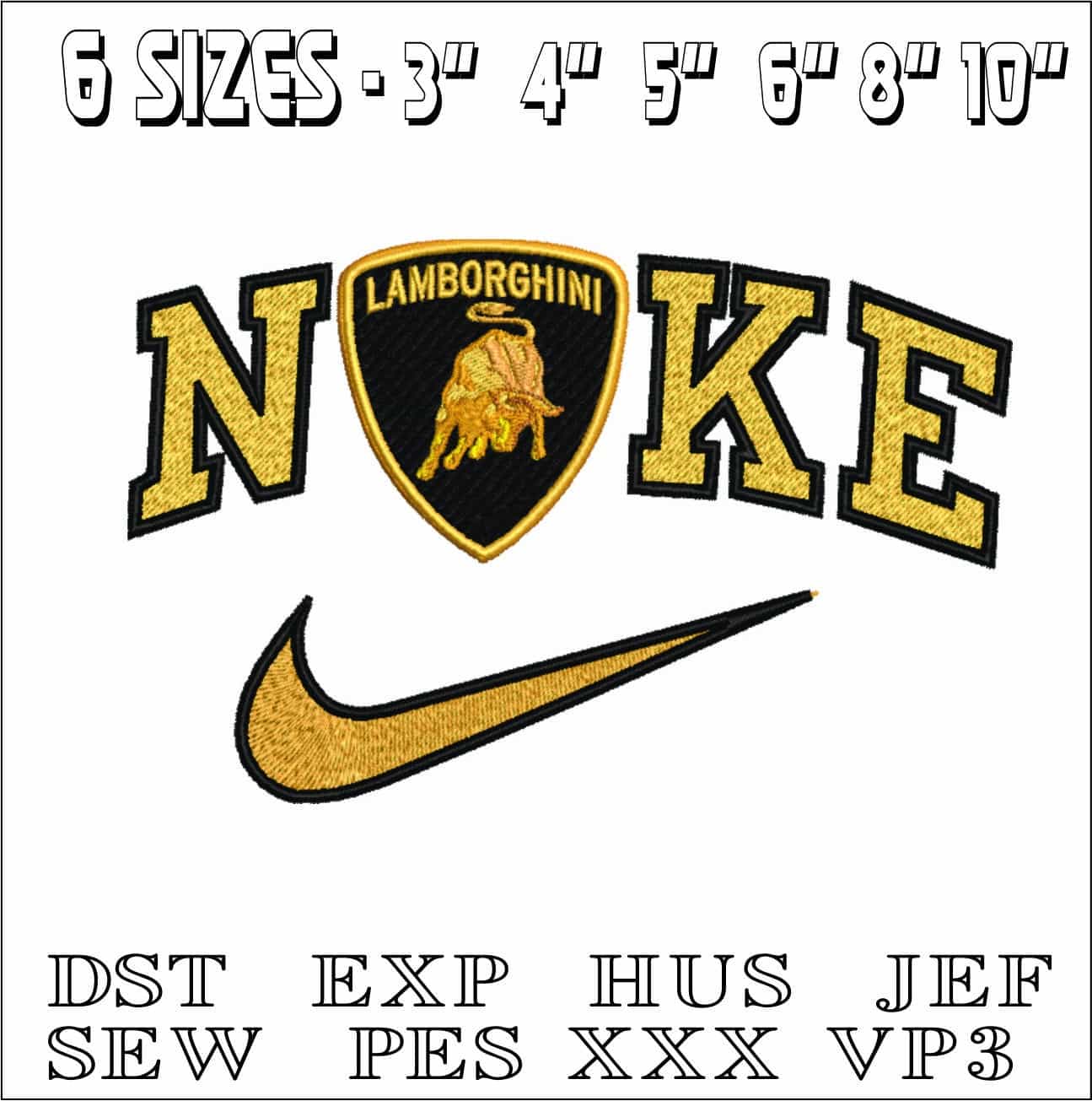 Nike Lamborghini- Nike embroidery design file - instant download — view 2