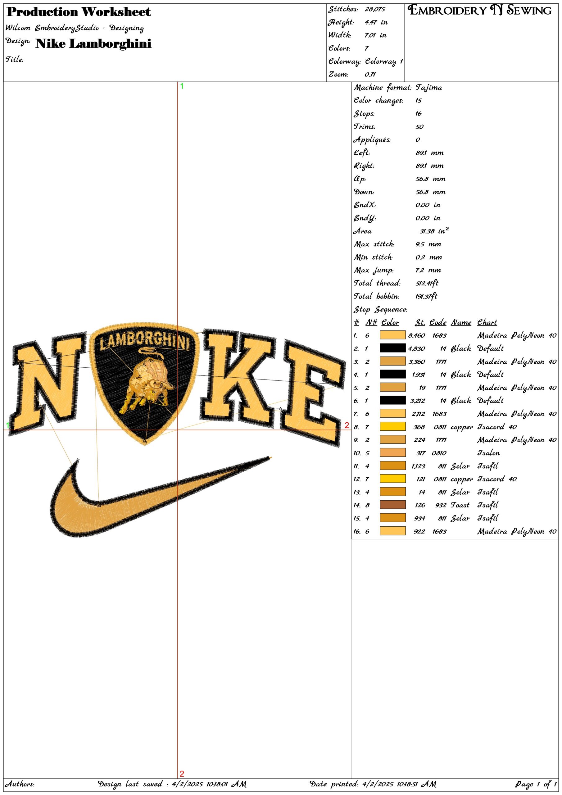 Nike Lamborghini- Nike embroidery design file - instant download — view 3