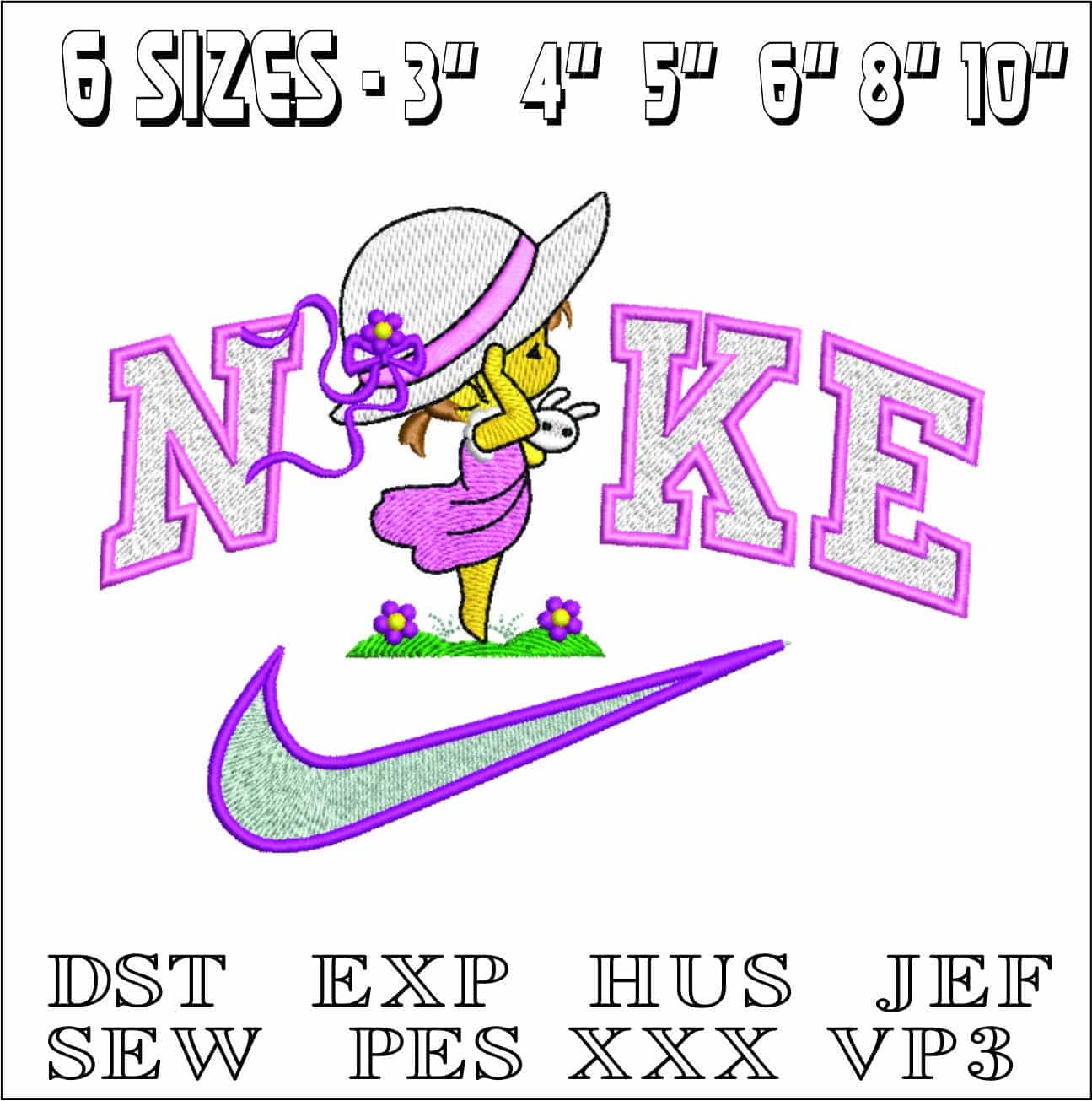 Nike Little Girl- Nike embroidery design file - instant download — view 2
