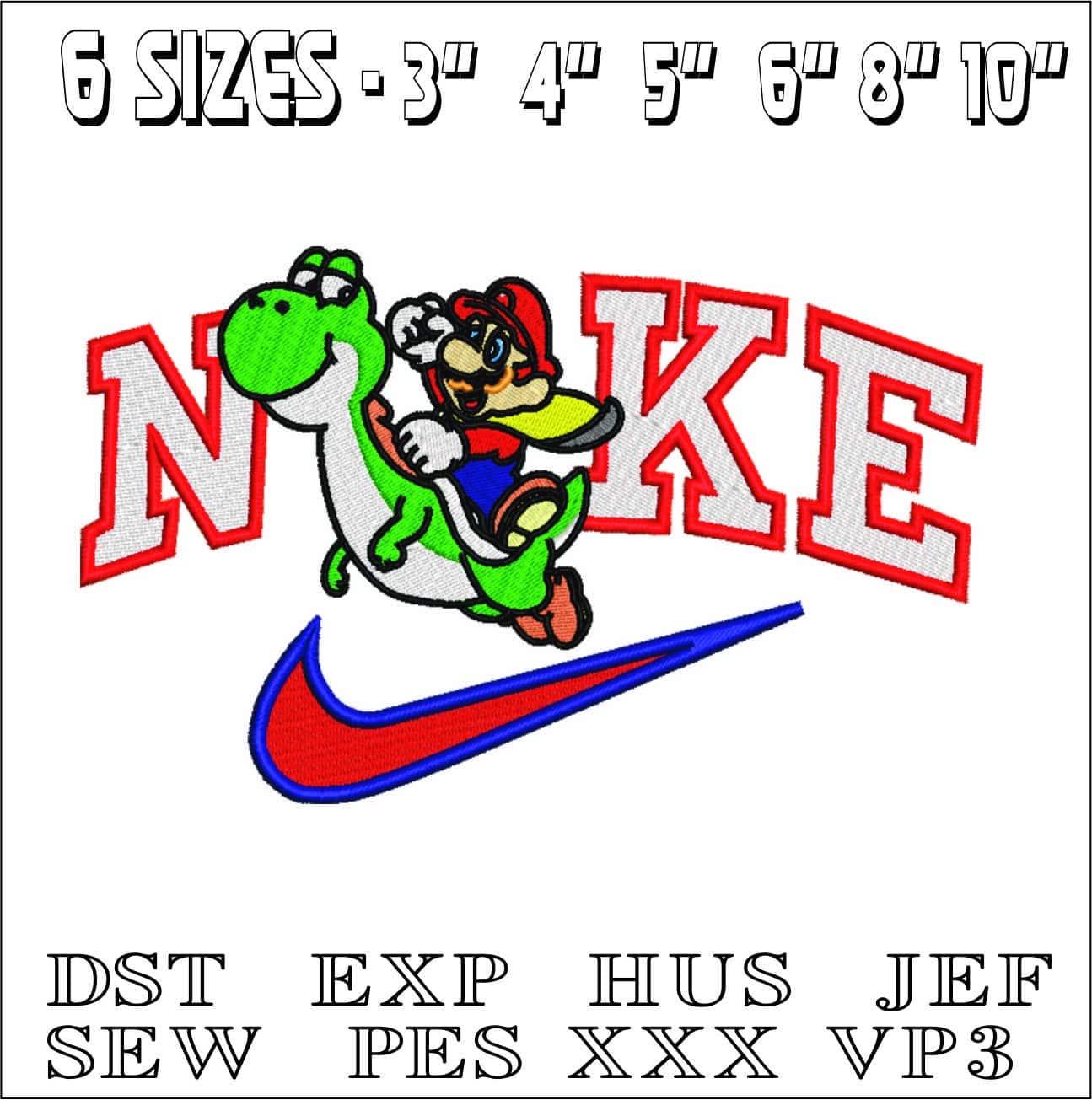Nike Mario Nintendo- Nike embroidery design file - instant download — view 2