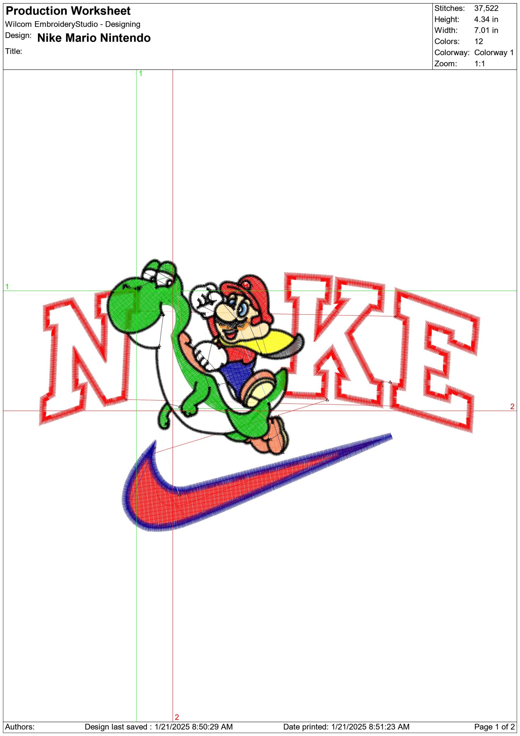 Nike Mario Nintendo- Nike embroidery design file - instant download — view 3