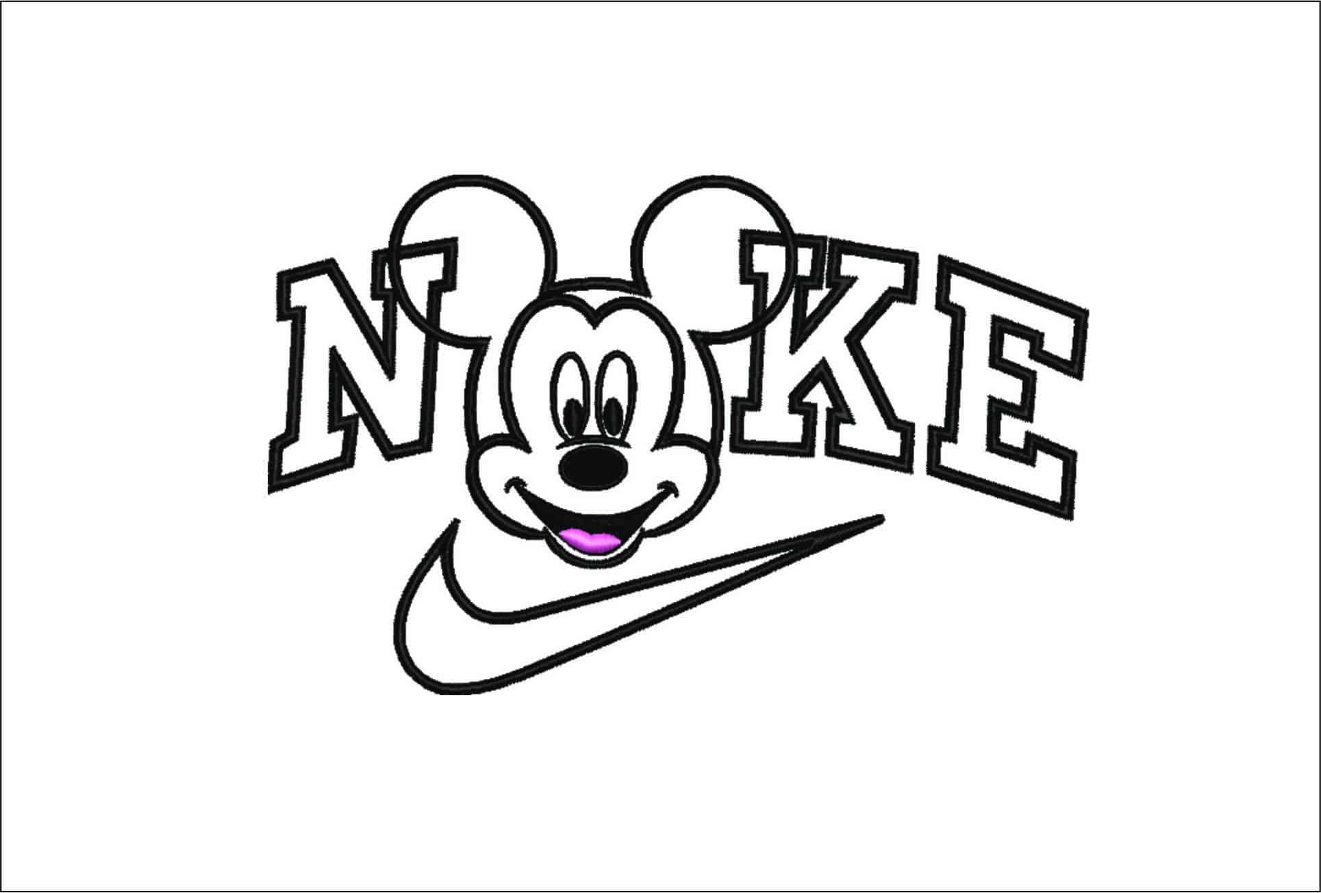 Nike Mickey Mouse Head Applique- Nike embroidery design file - instant download