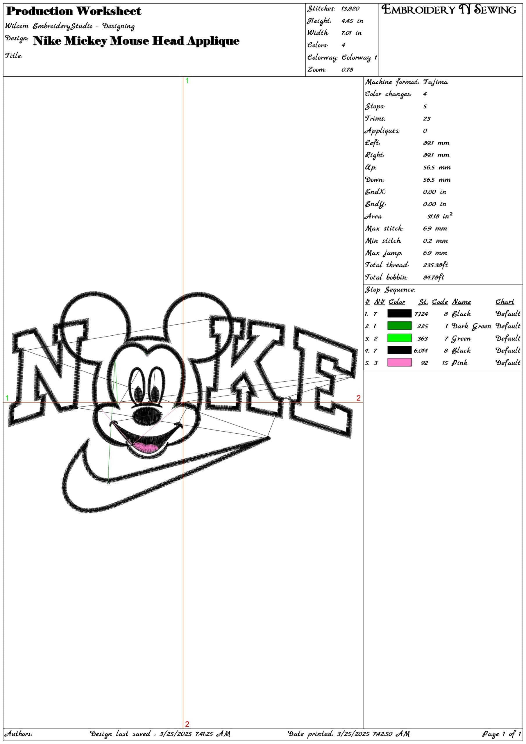 Nike Mickey Mouse Head Applique- Nike embroidery design file - instant download — view 3