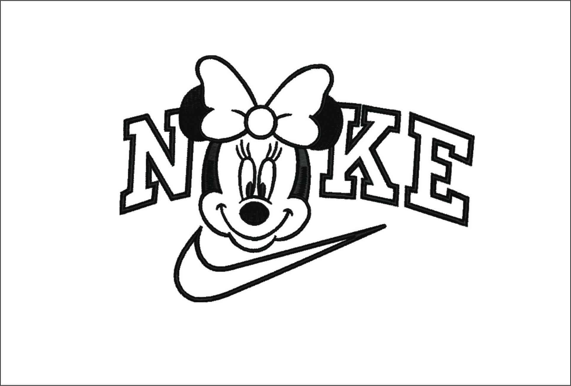 Nike Minnie Mouse Head Applique- Nike embroidery design file - instant download