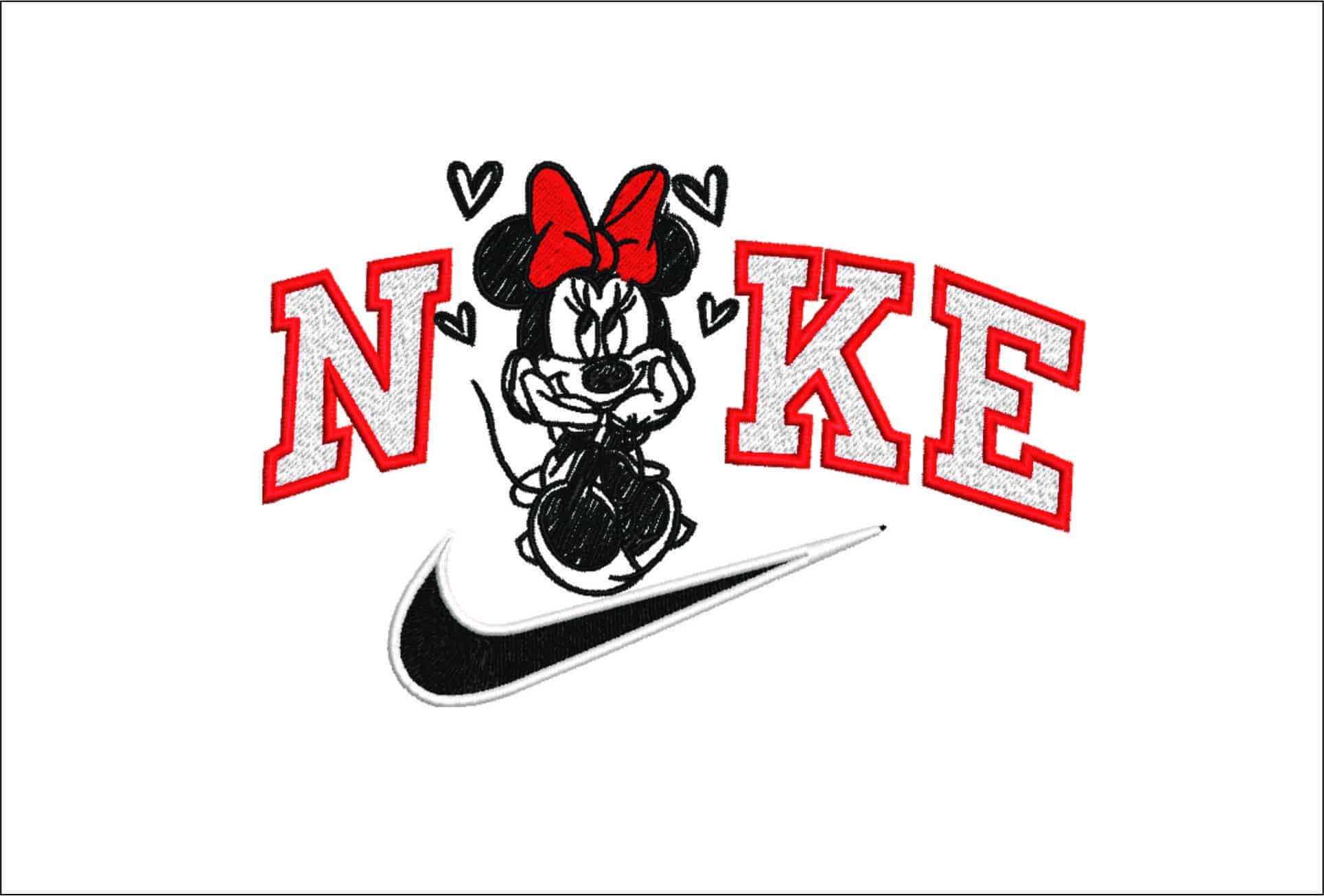 Nike Minnie Mouse Line Drawing- Nike embroidery design file - instant download