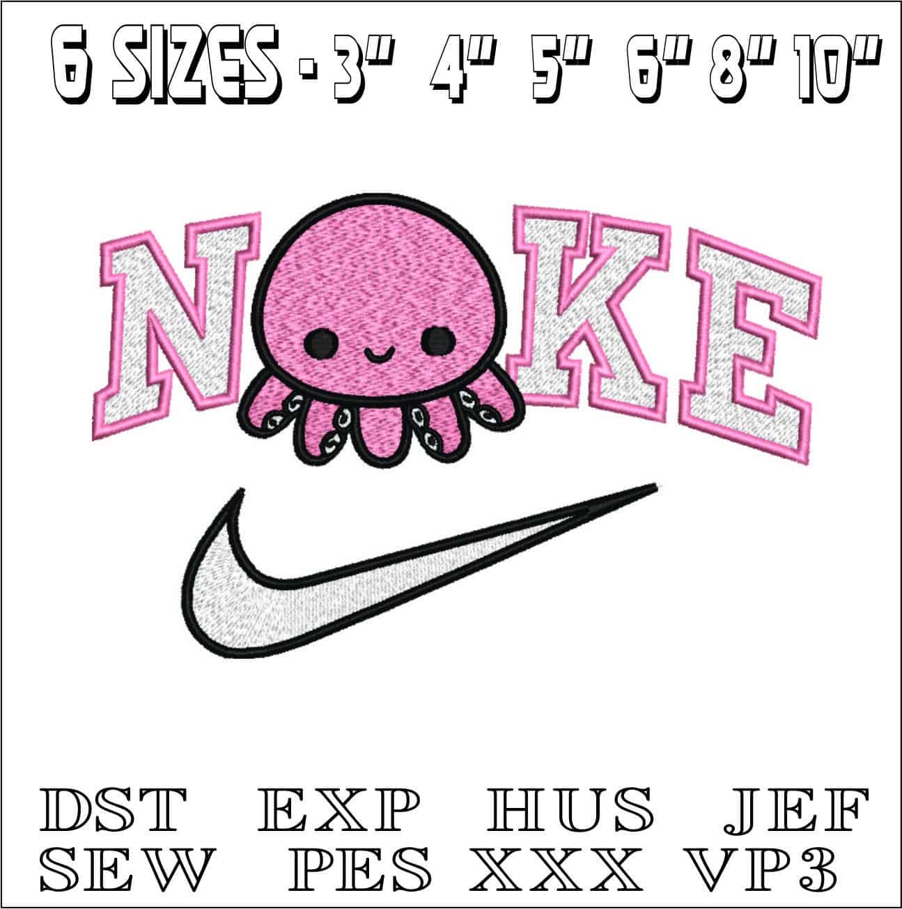 Nike Octopus- Nike embroidery design file - instant download — view 2