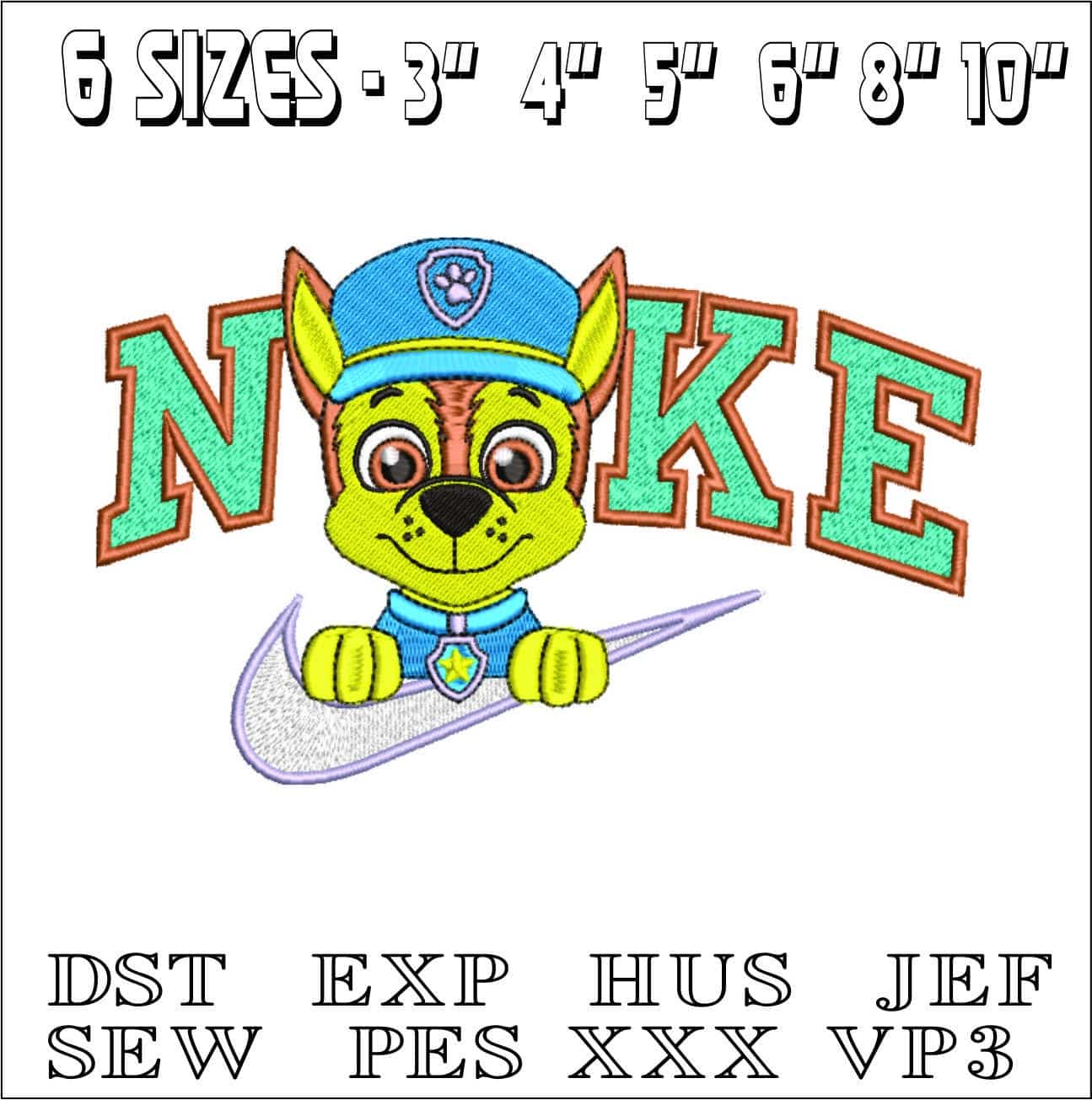 Nike Paw Patrol Puppy-Nike embroidery design file - instant download — view 2