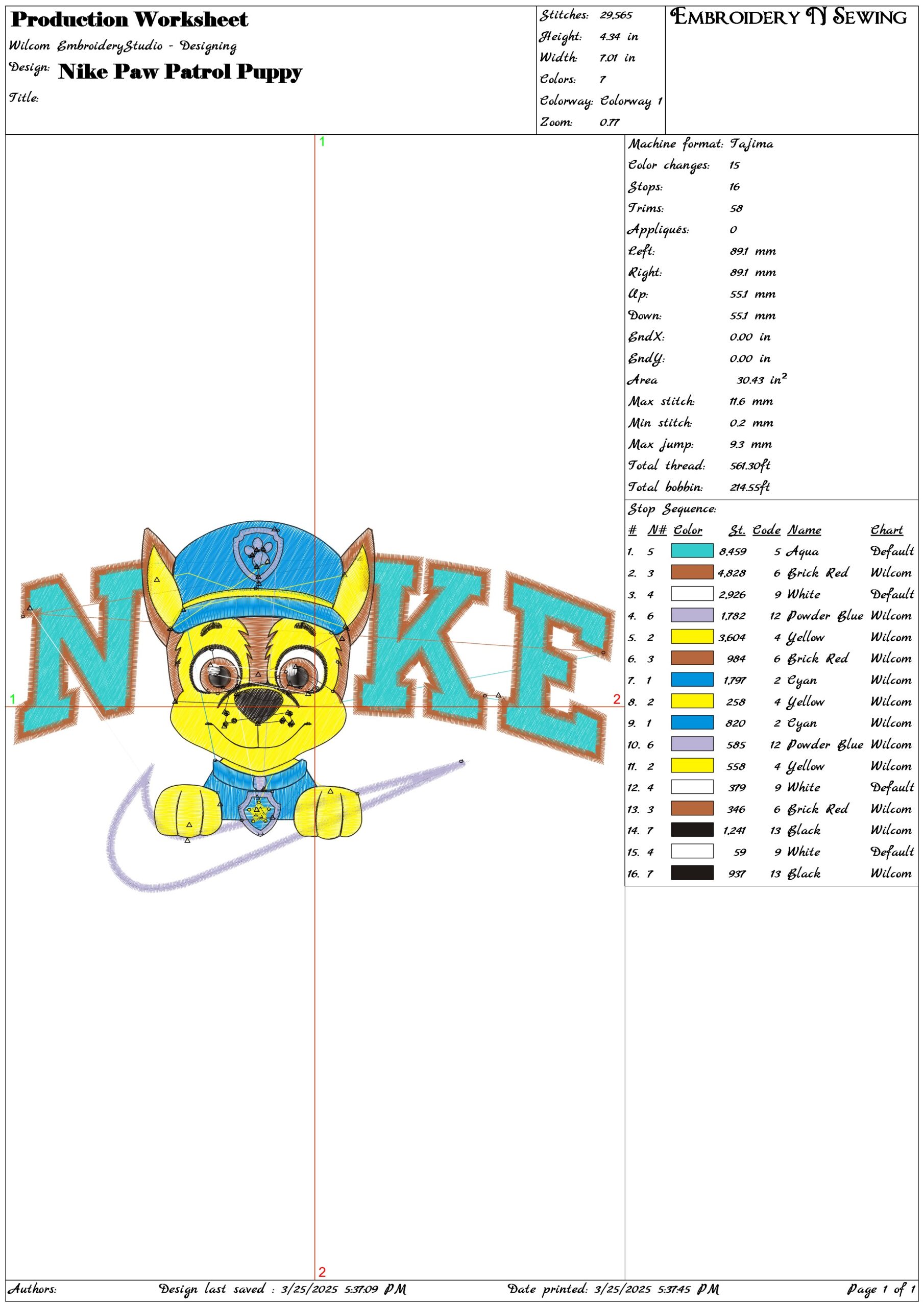 Nike Paw Patrol Puppy-Nike embroidery design file - instant download — view 3