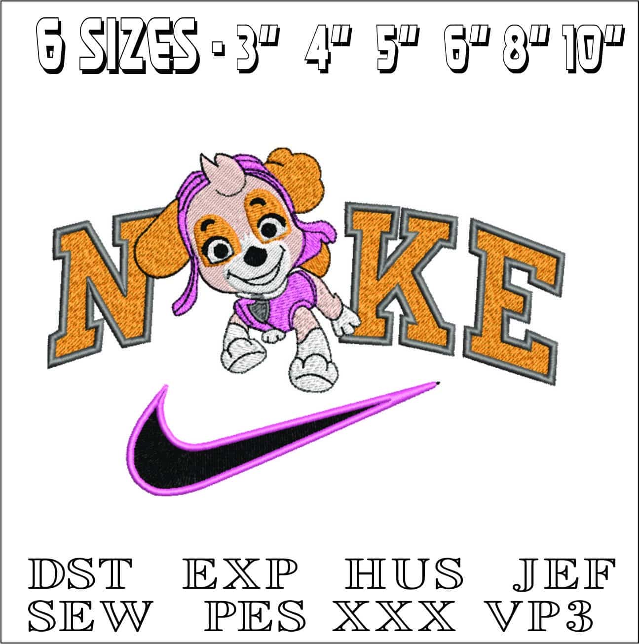 Nike Paw Patrol Skye-Nike embroidery design file - instant download — view 2