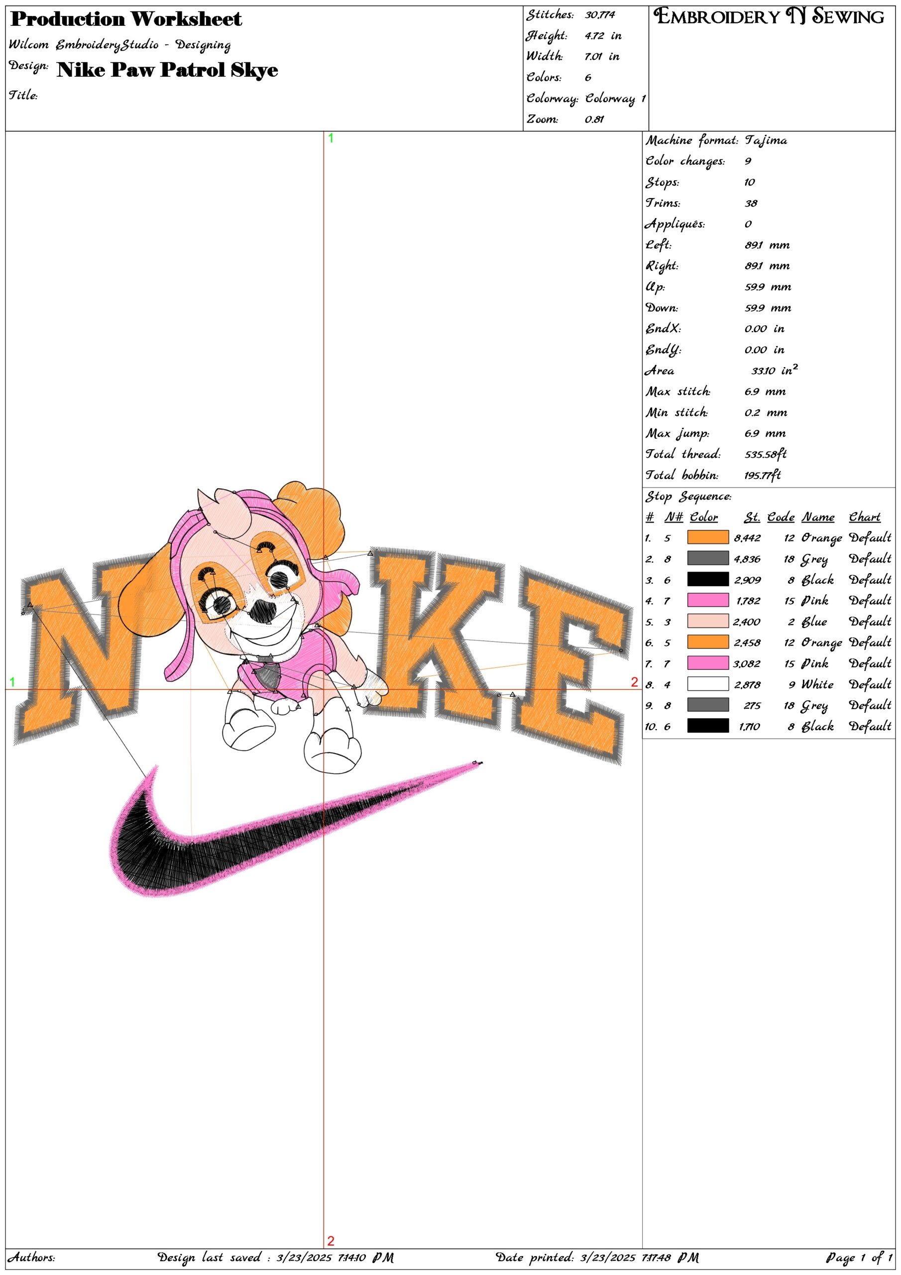 Nike Paw Patrol Skye-Nike embroidery design file - instant download — view 3