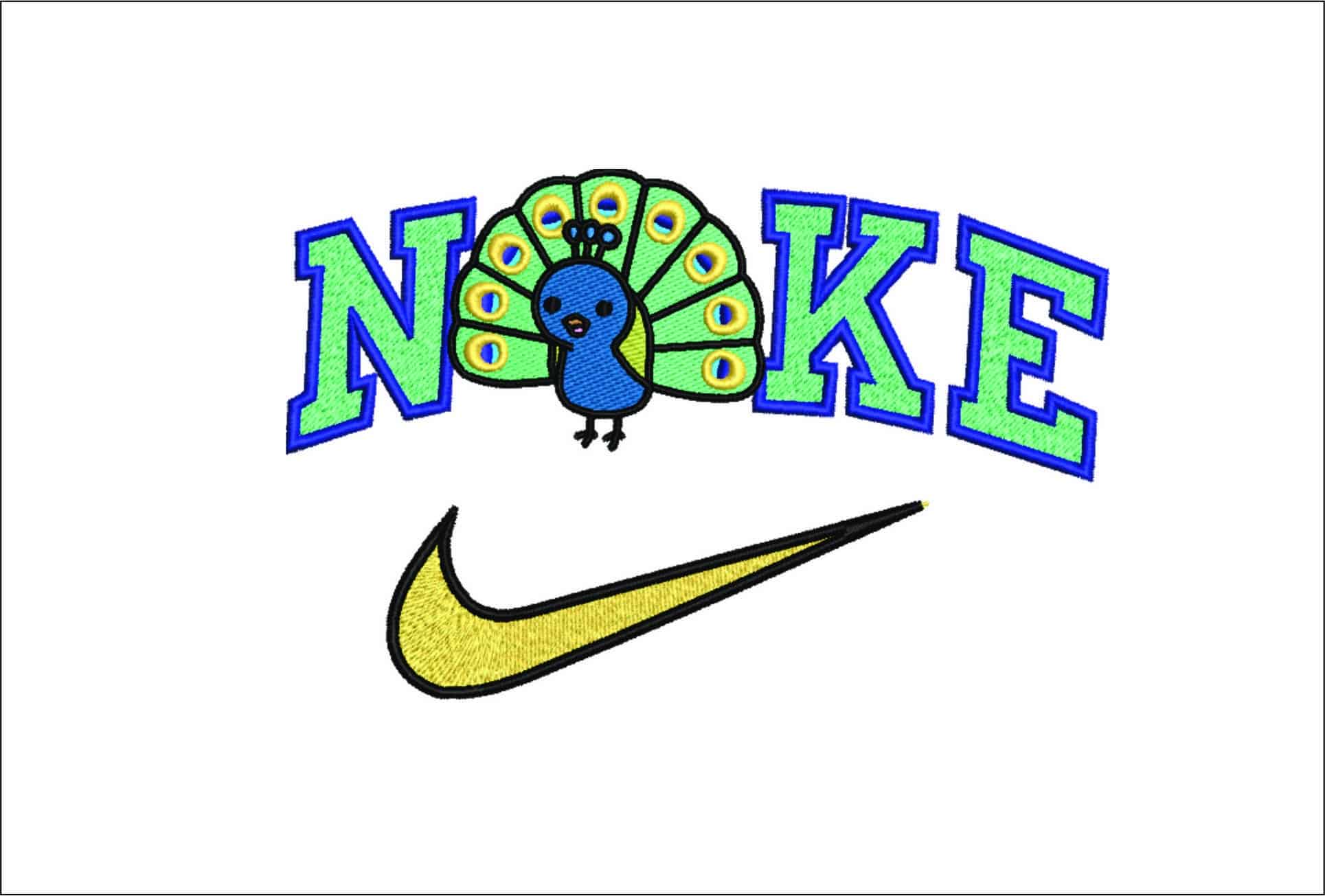 Nike Peacock-Nike embroidery design file - instant download