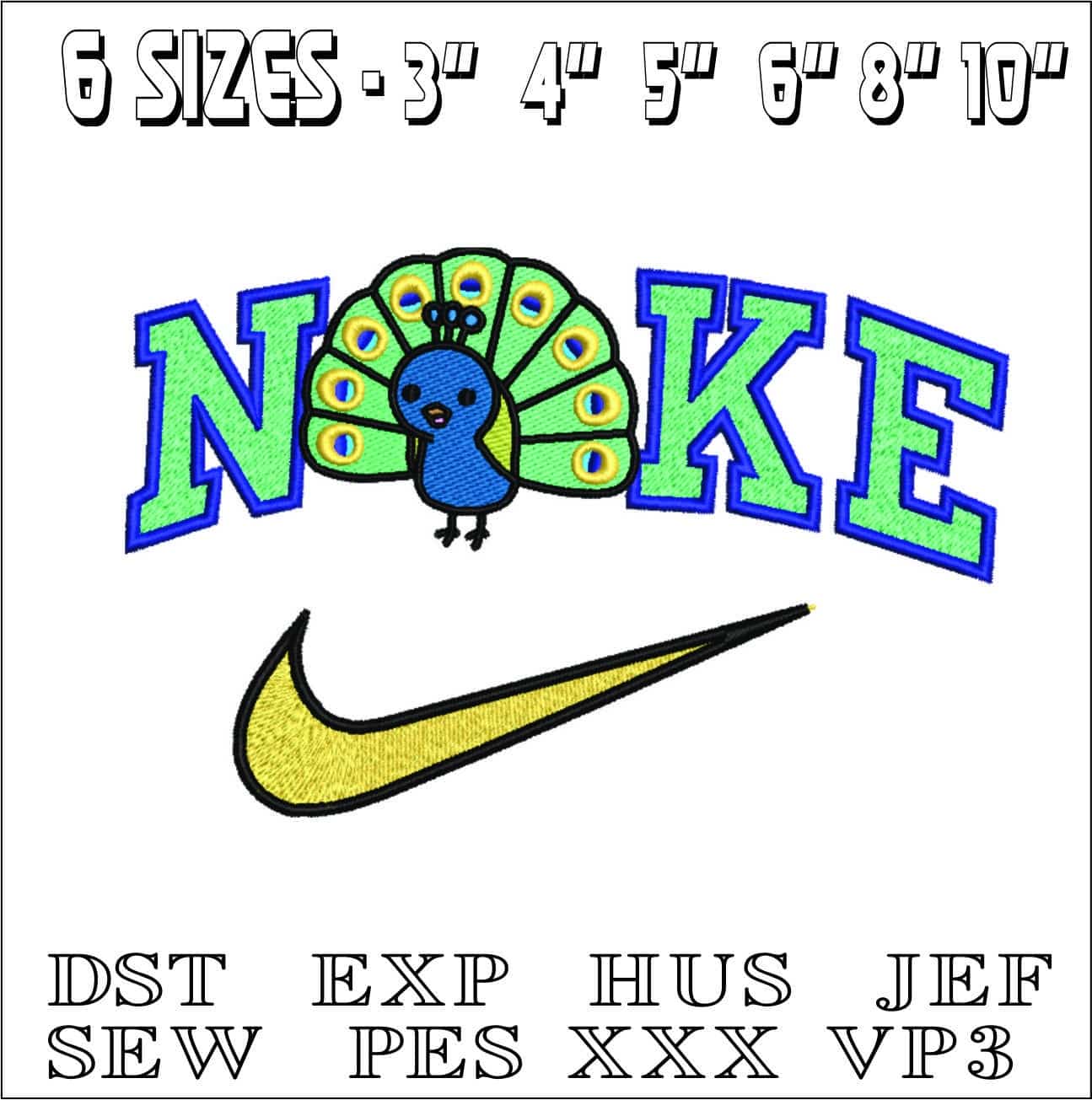 Nike Peacock-Nike embroidery design file - instant download — view 2