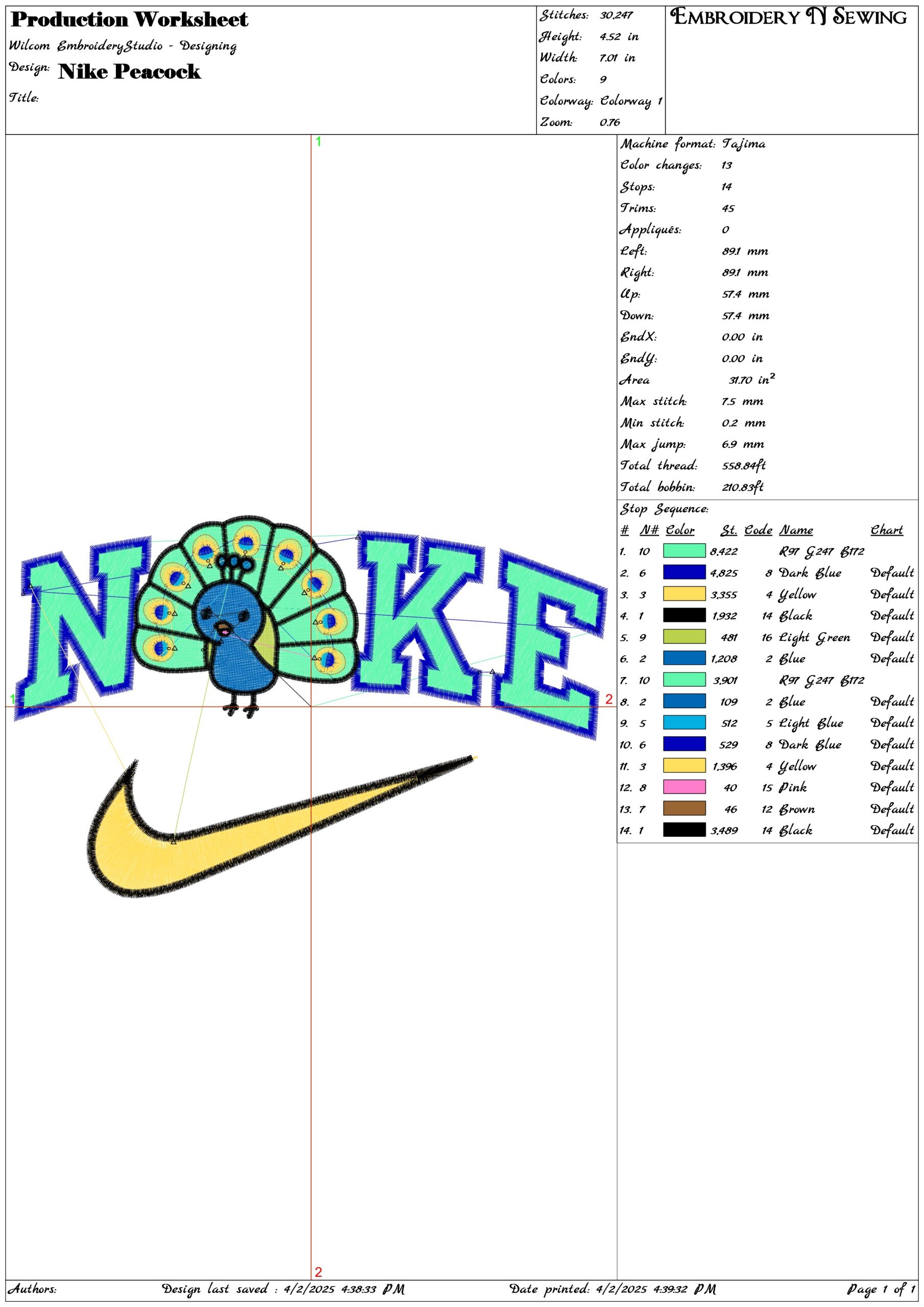 Nike Peacock-Nike embroidery design file - instant download — view 3