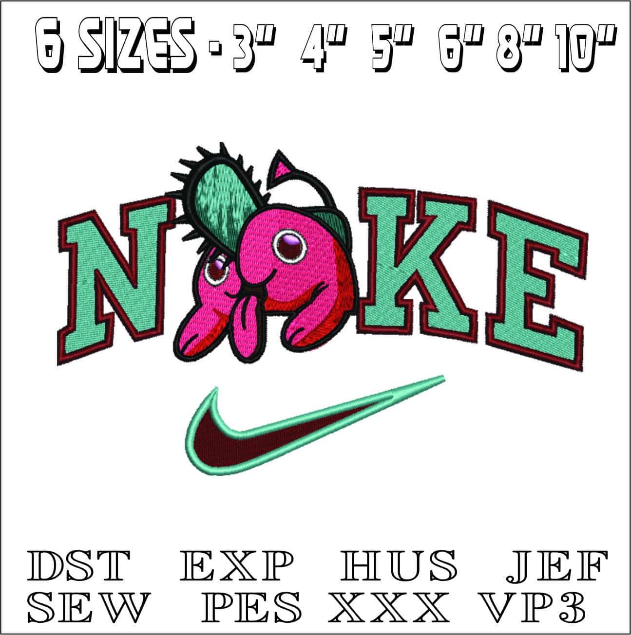 Nike Pochita-Nike embroidery design file - instant download — view 2